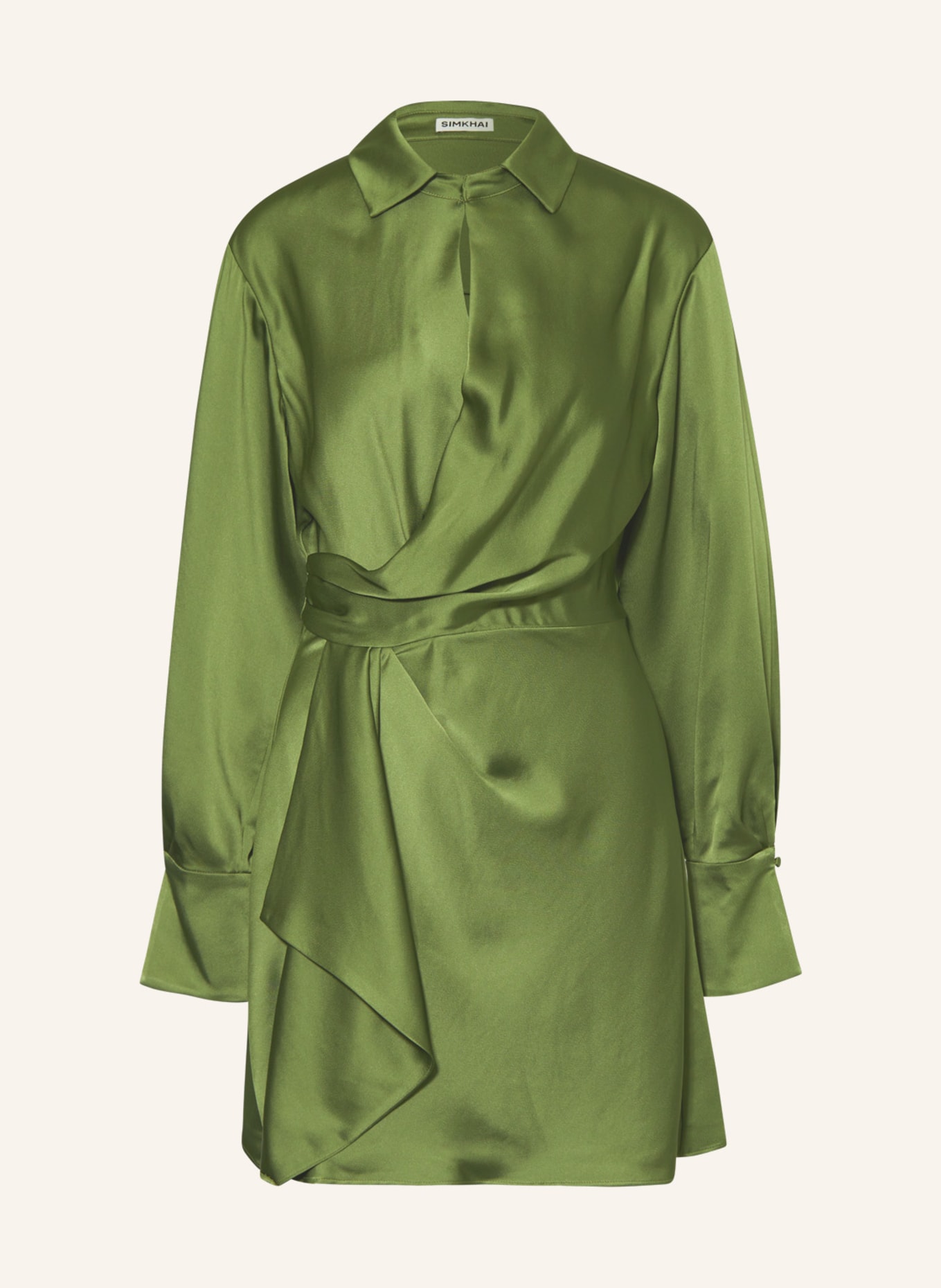 SIMKHAI Satin dress TALIT, Color: OLIVE (Image 1)