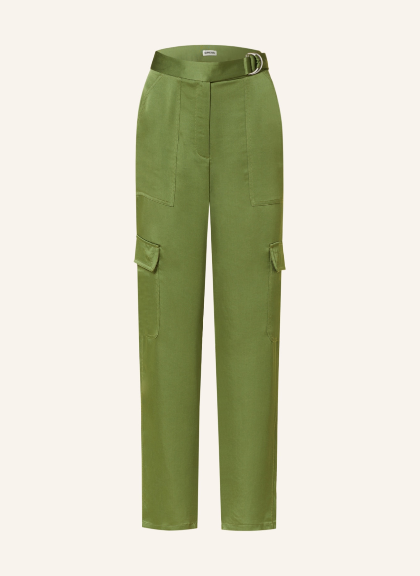 SIMKHAI Satin pants CAROLINA, Color: OLIVE (Image 1)