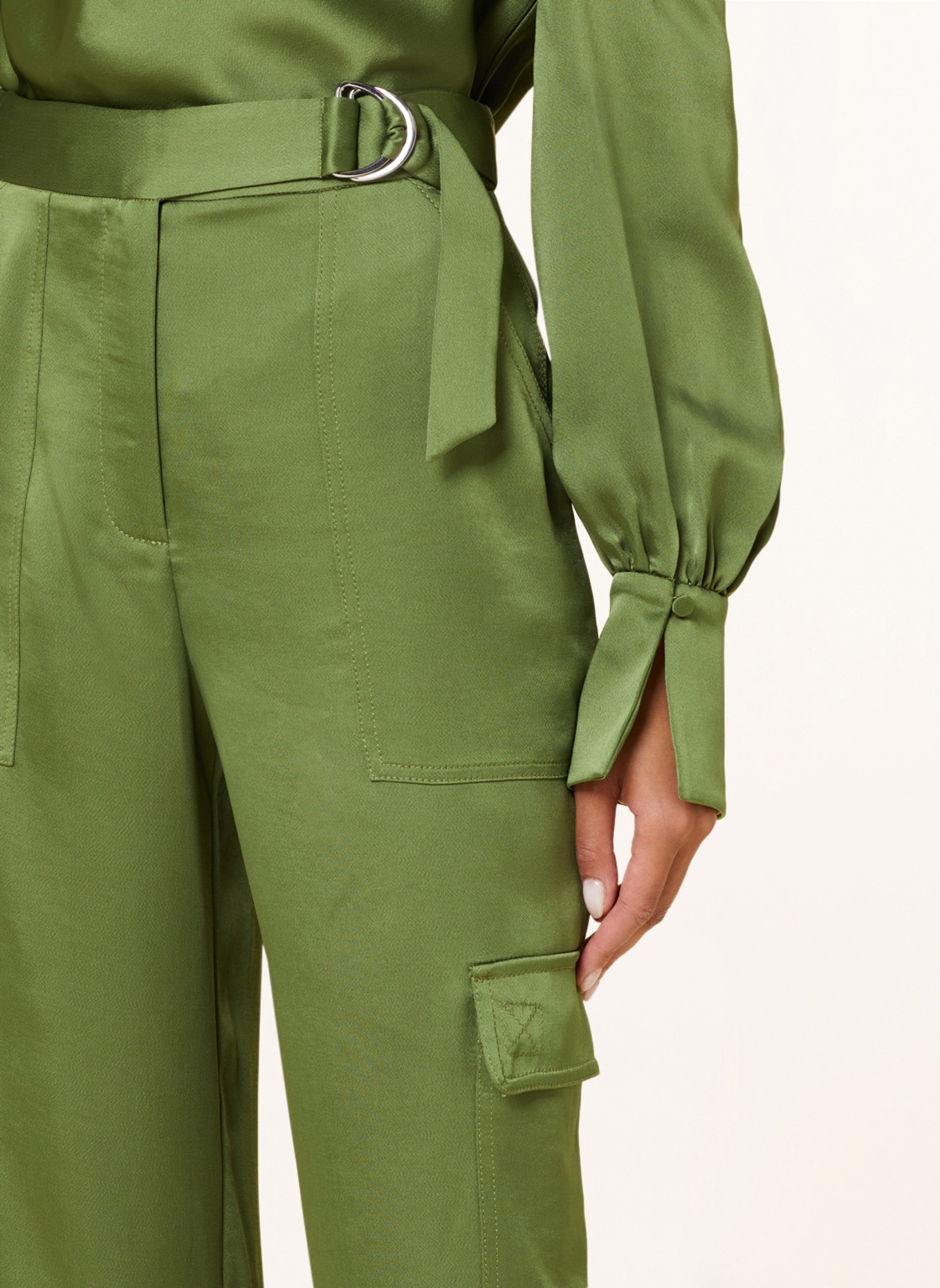 SIMKHAI Satin pants CAROLINA, Color: OLIVE (Image 5)