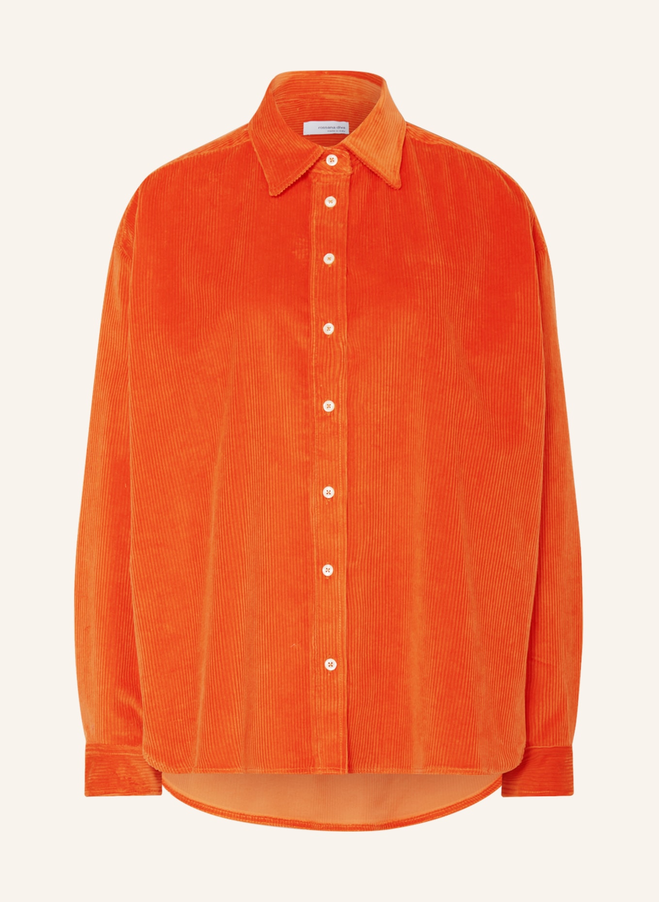 rossana diva Oversized shirt blouse in corduroy, Color: ORANGE (Image 1)