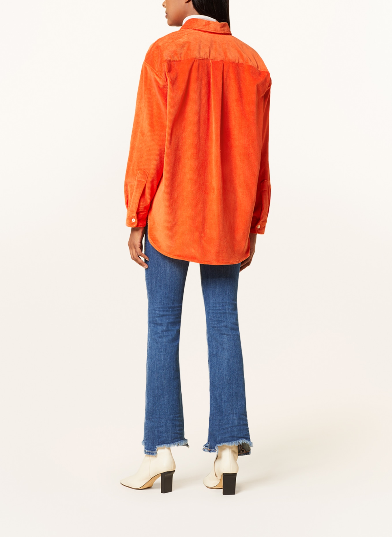 rossana diva Oversized shirt blouse in corduroy, Color: ORANGE (Image 3)
