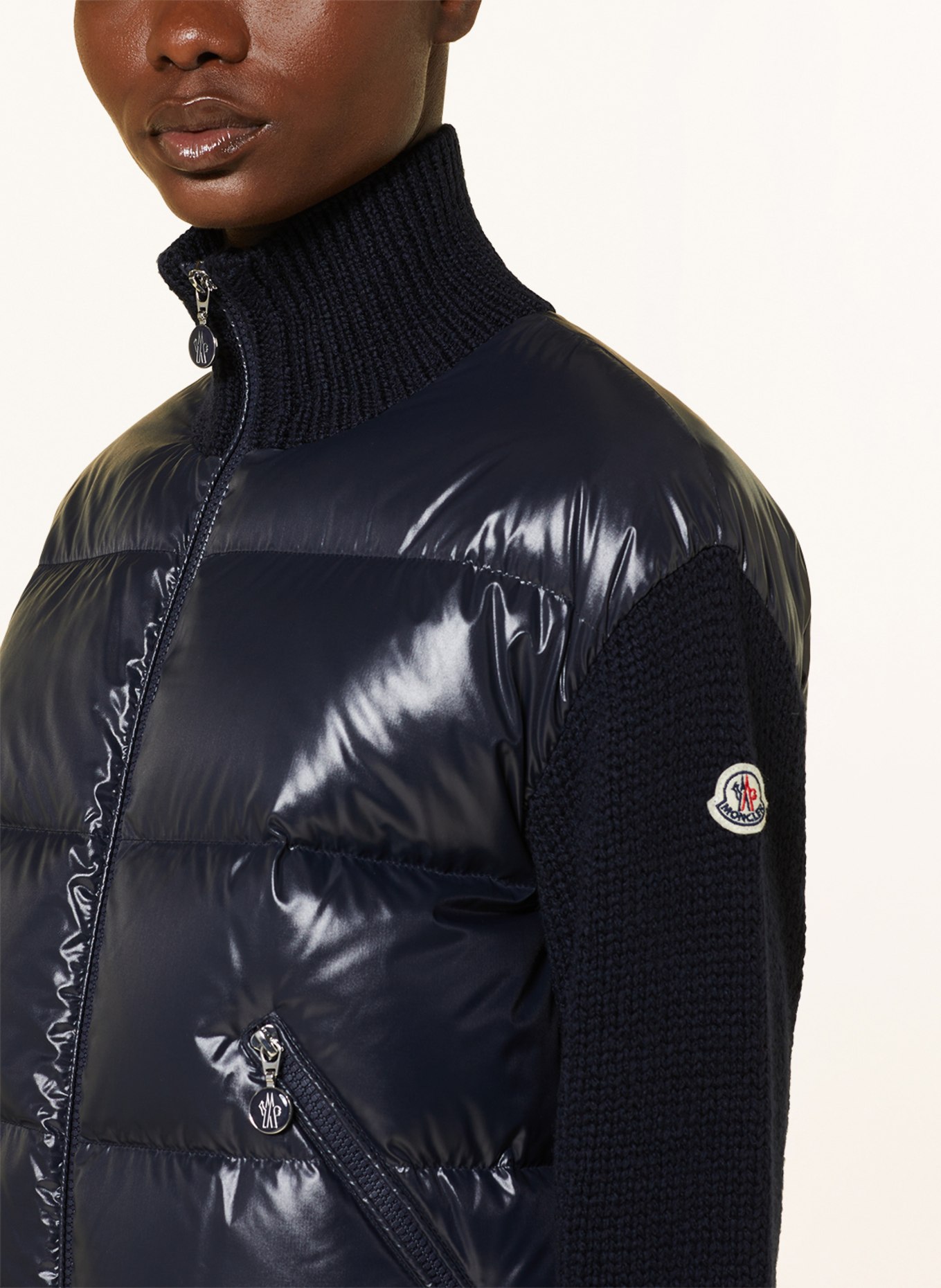 MONCLER Down jacket in mixed materials, Color: DARK BLUE (Image 4)