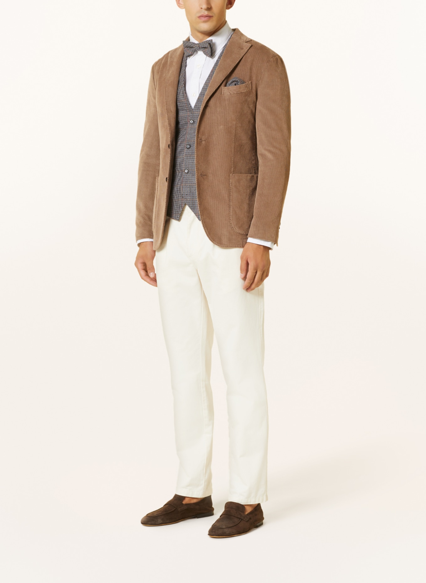 Prince BOWTIE Set: Vest, bow tie and pocket square, Color: BLUE/ BROWN (Image 2)