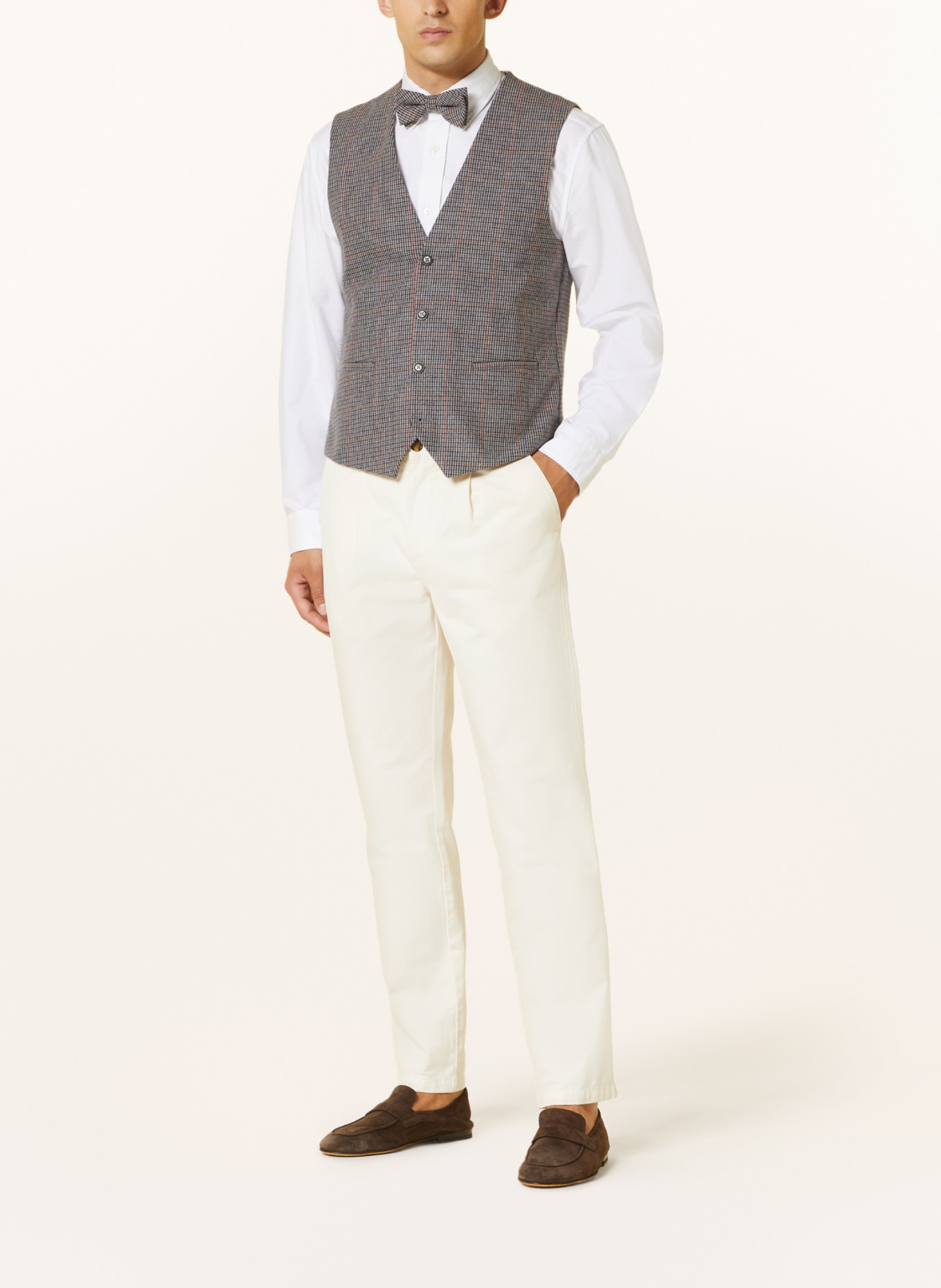 Prince BOWTIE Set: Vest, bow tie and pocket square, Color: BLUE/ BROWN (Image 3)