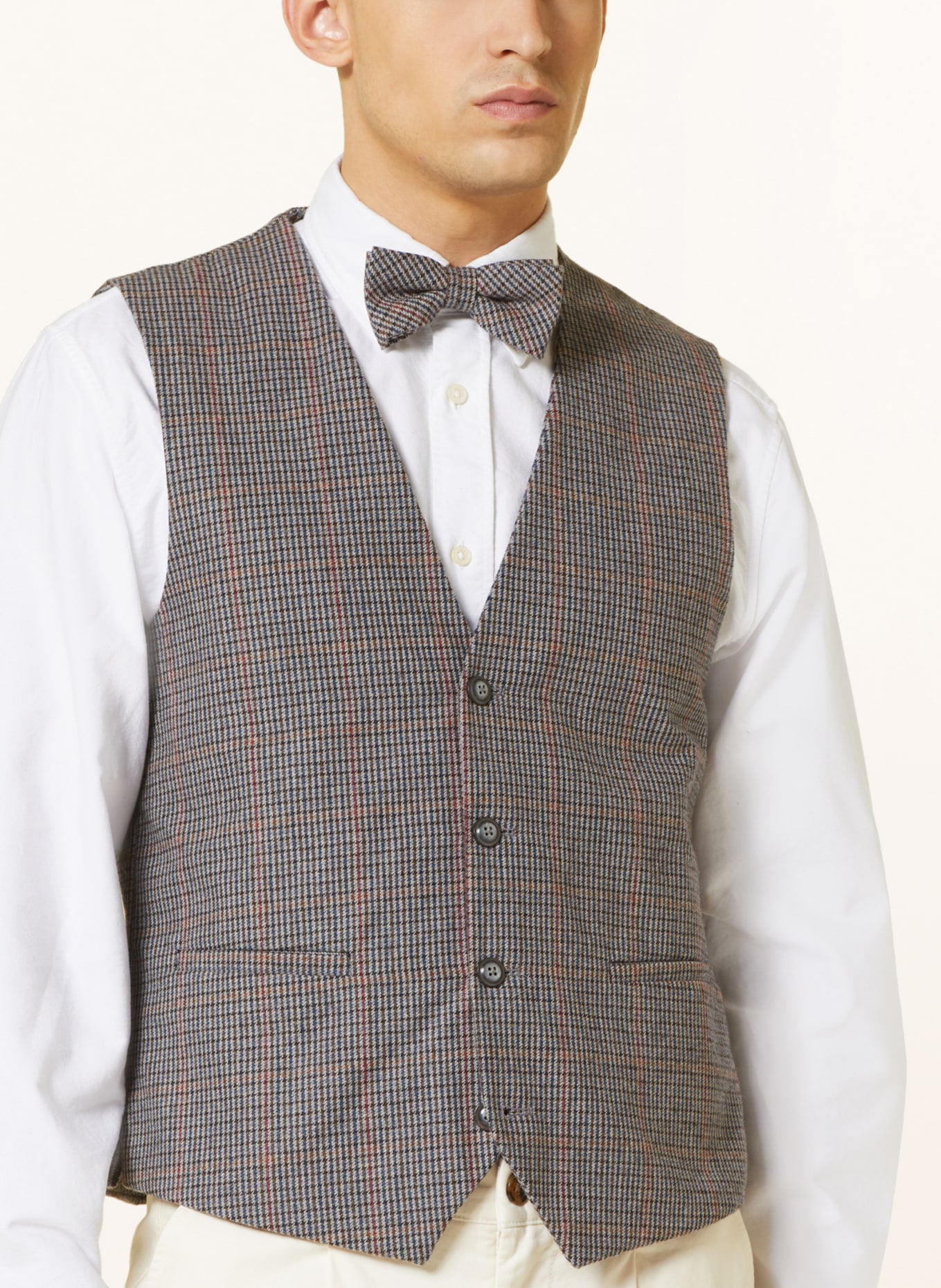Prince BOWTIE Set: Vest, bow tie and pocket square, Color: BLUE/ BROWN (Image 6)