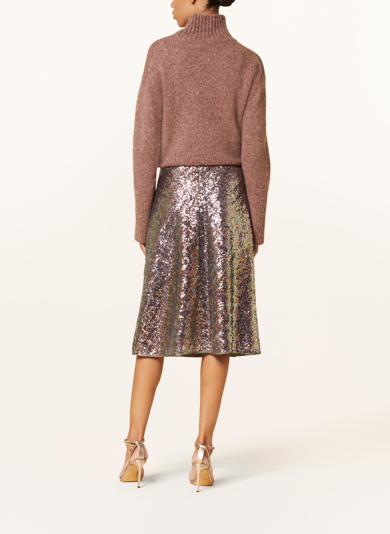 LUISA CERANO Skirt with sequins, Color: LIGHT GREEN/ ORANGE/ PURPLE (Image 3)