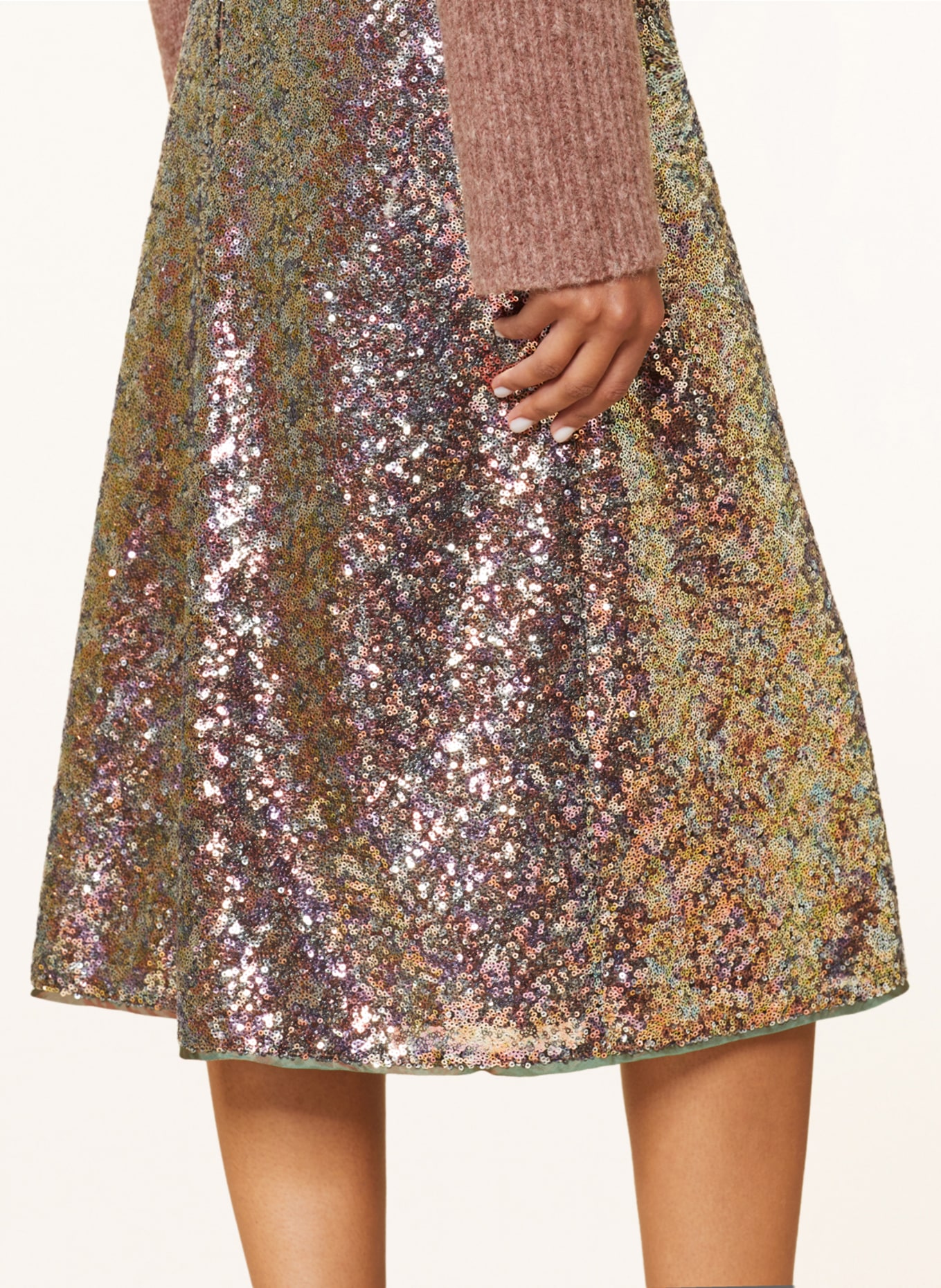 LUISA CERANO Skirt with sequins, Color: LIGHT GREEN/ ORANGE/ PURPLE (Image 5)
