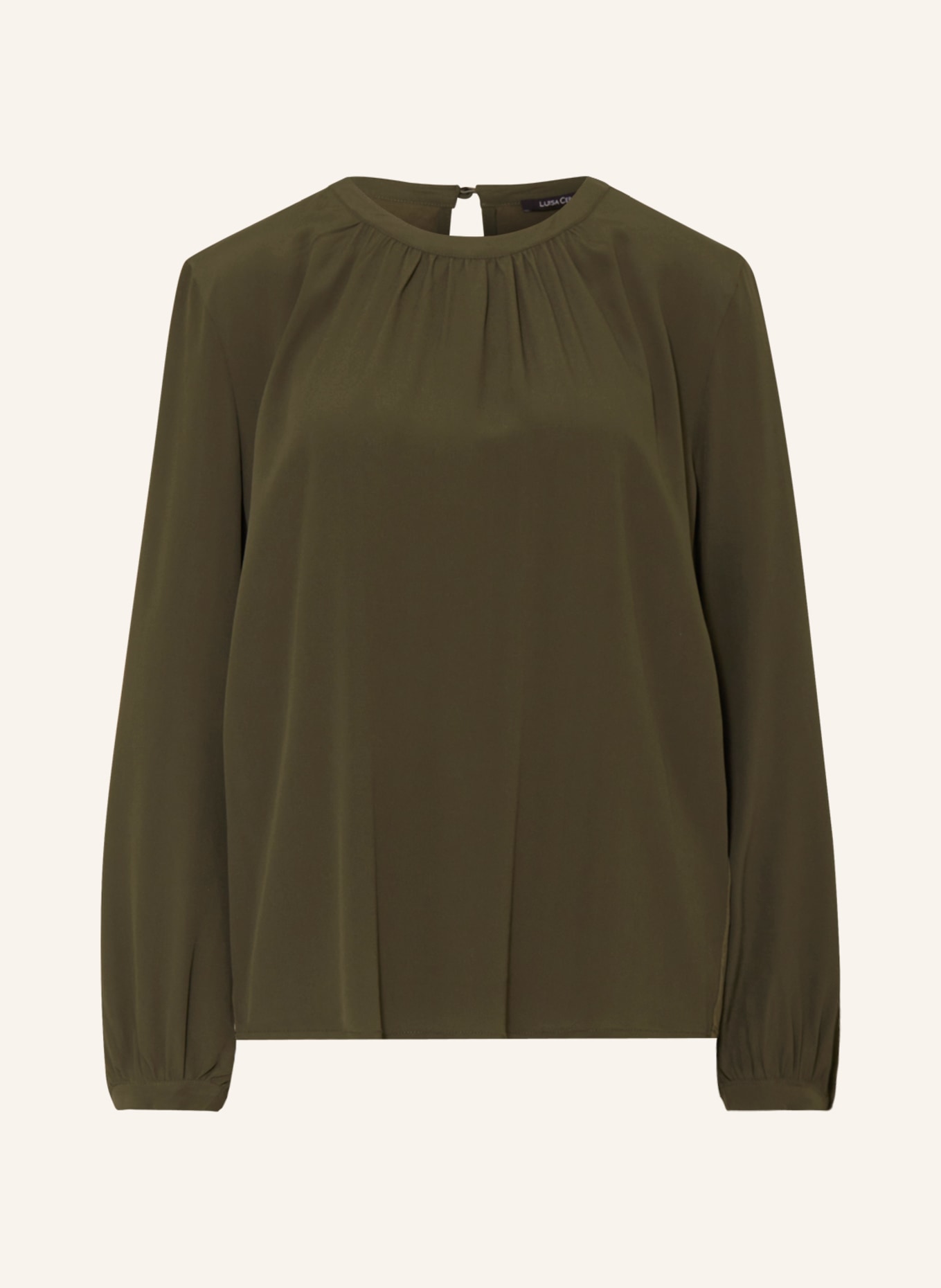 LUISA CERANO Shirt blouse in mixed materials with silk, Color: KHAKI (Image 1)