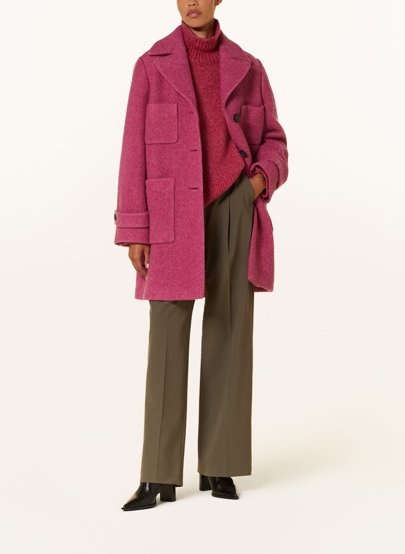 LUISA CERANO Vlněný kabát, Barva: FUCHSIOVÁ (Obrázek 2)
