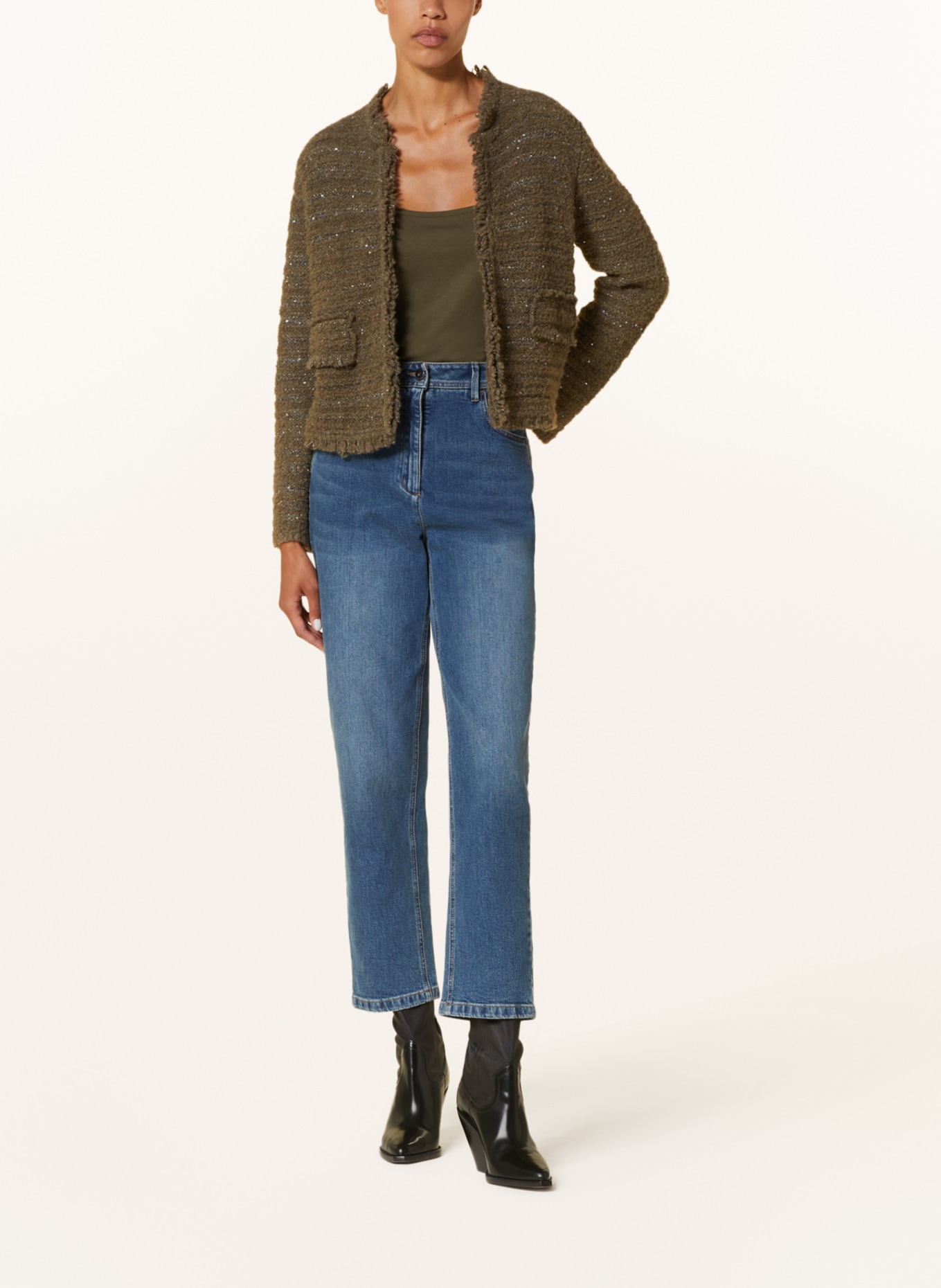 LUISA CERANO Knit cardigan with sequins, Color: KHAKI (Image 2)
