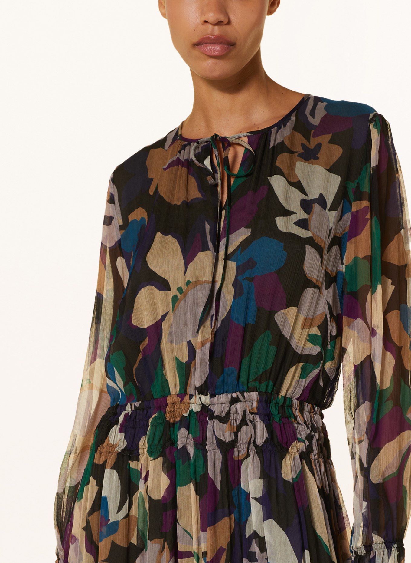LUISA CERANO Silk dress, Color: BLACK/ TEAL/ DARK PURPLE (Image 4)