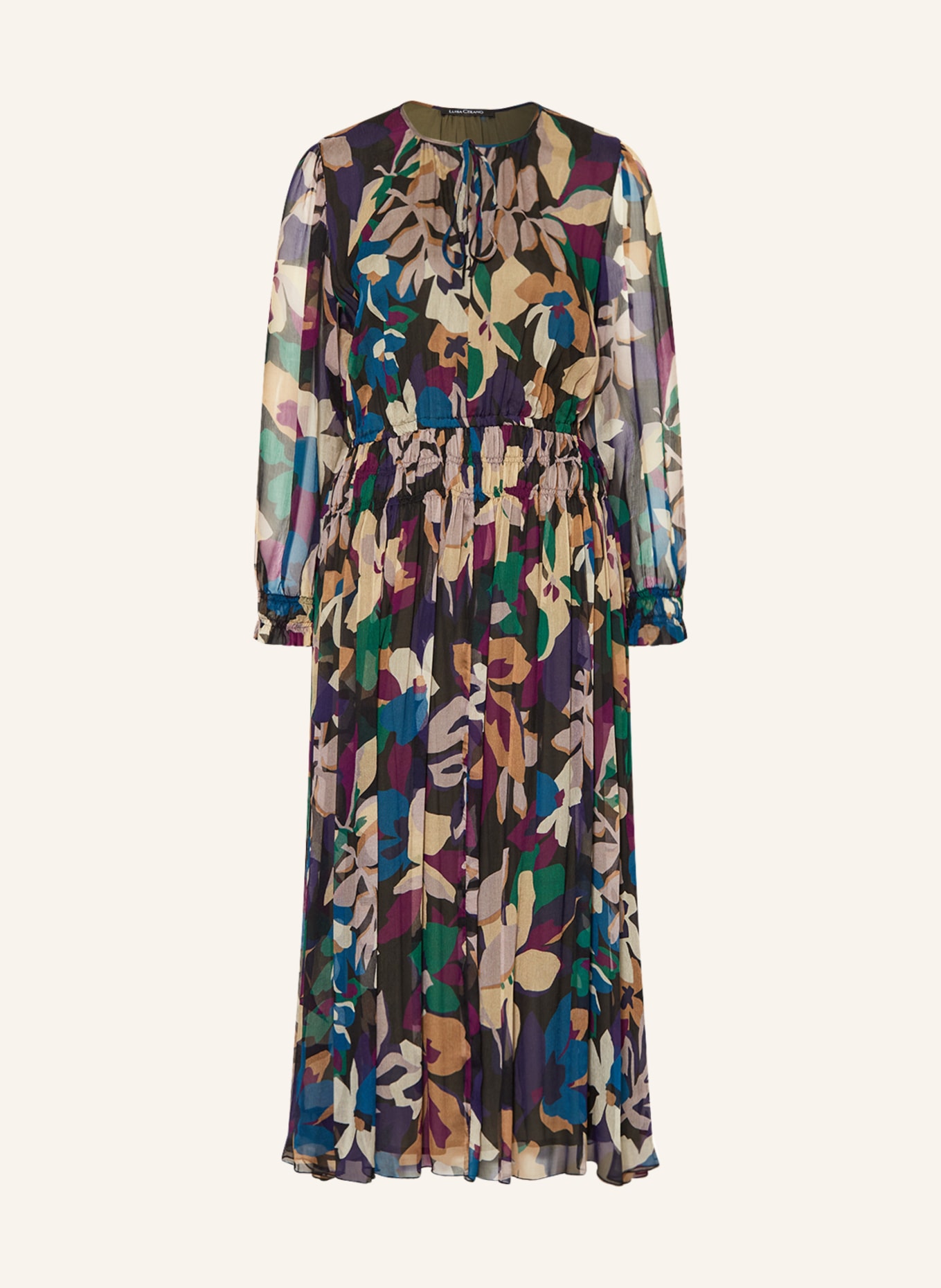 LUISA CERANO Silk dress, Color: BLACK/ TEAL/ DARK PURPLE (Image 1)