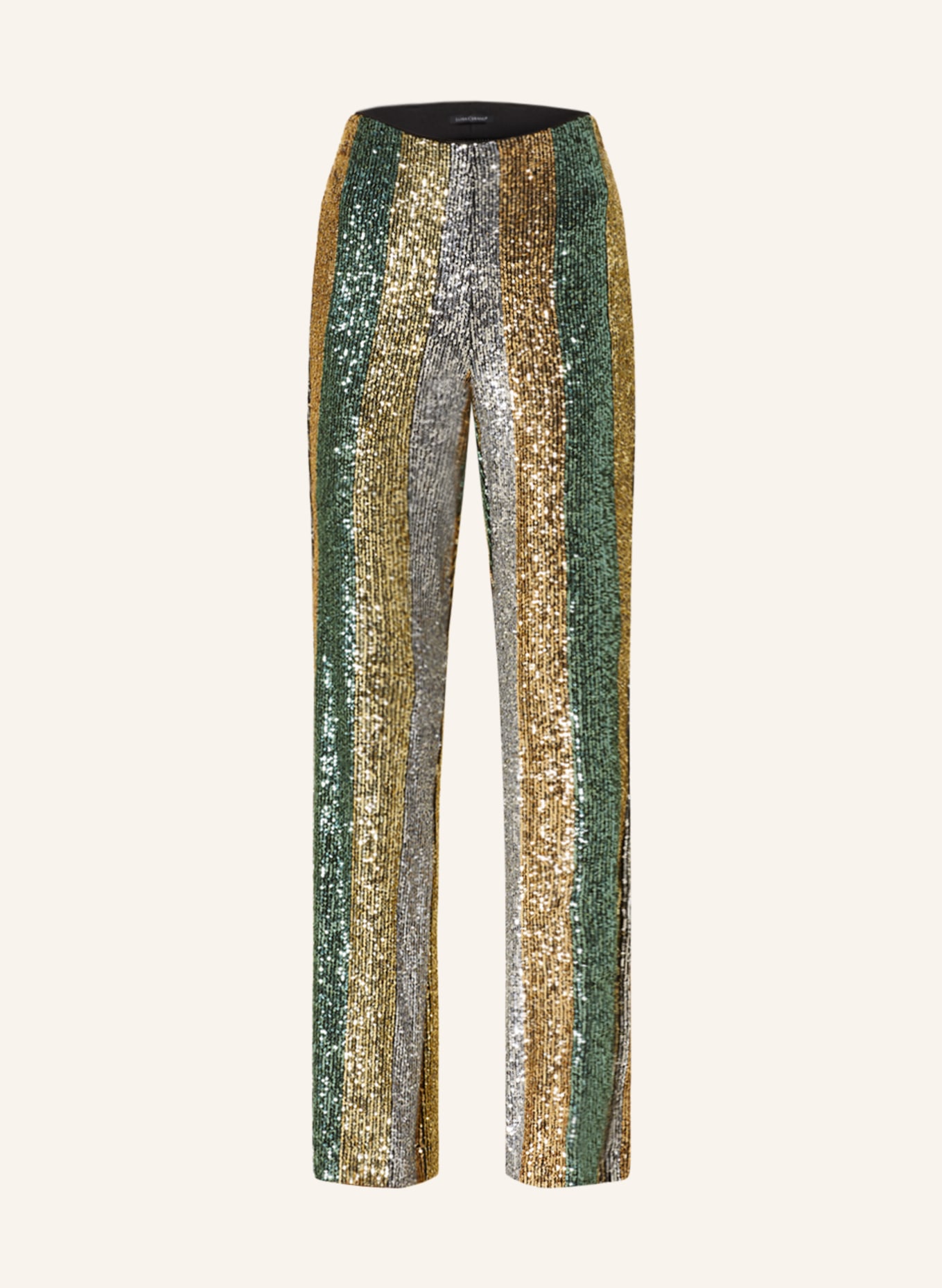 LUISA CERANO Wide leg trousers with sequins, Color: GREEN/ YELLOW/ SILVER (Image 1)
