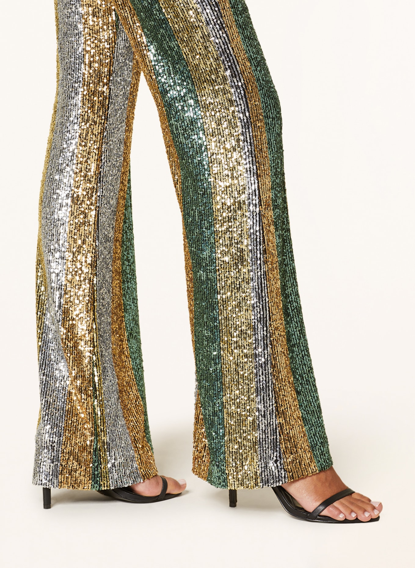 LUISA CERANO Wide leg trousers with sequins, Color: GREEN/ YELLOW/ SILVER (Image 5)