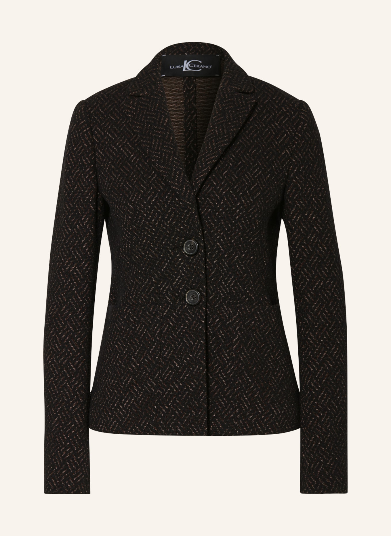 LUISA CERANO Bouclé blazer, Color: BLACK/ NUDE (Image 1)