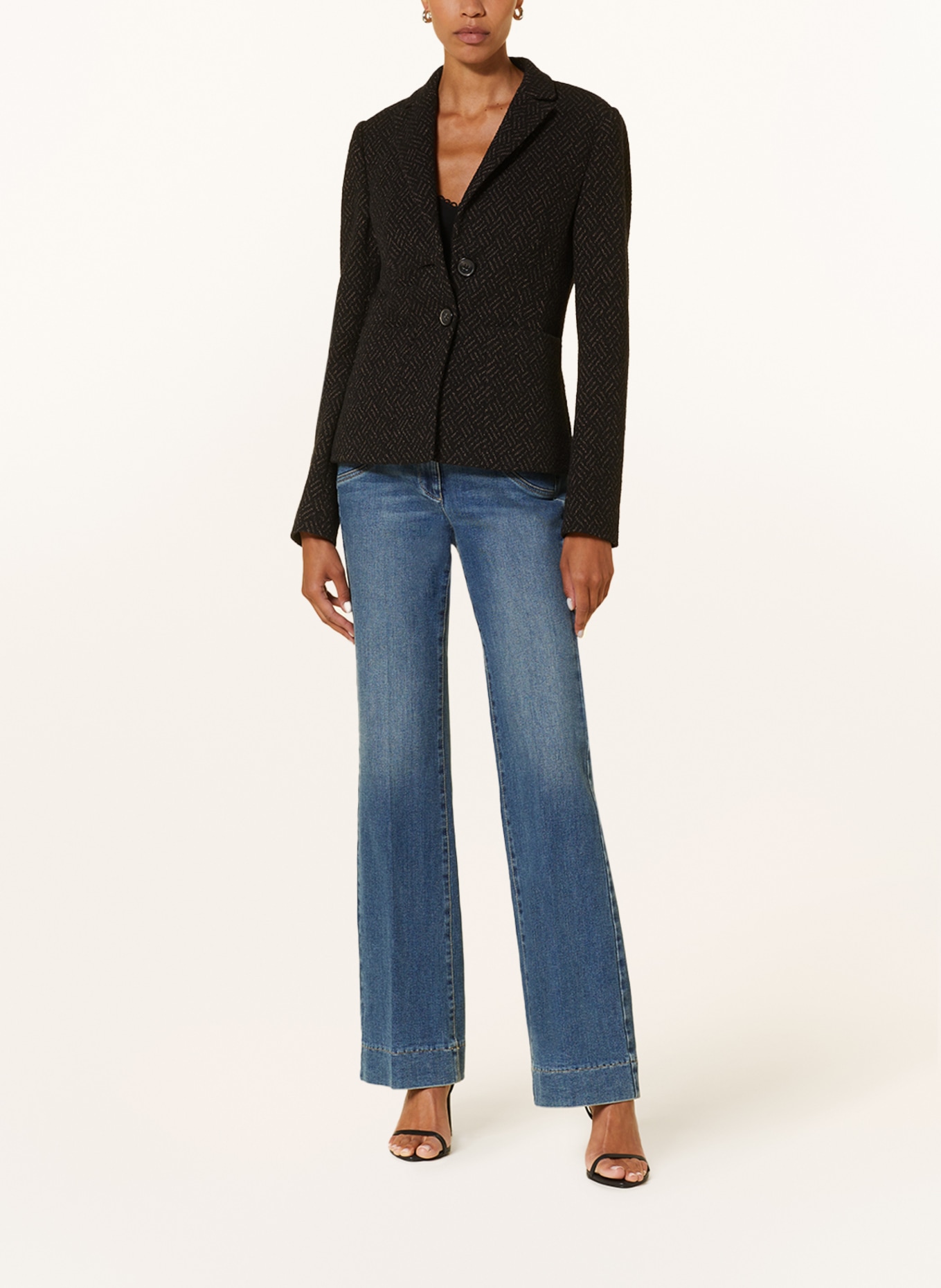 LUISA CERANO Bouclé blazer, Color: BLACK/ NUDE (Image 2)