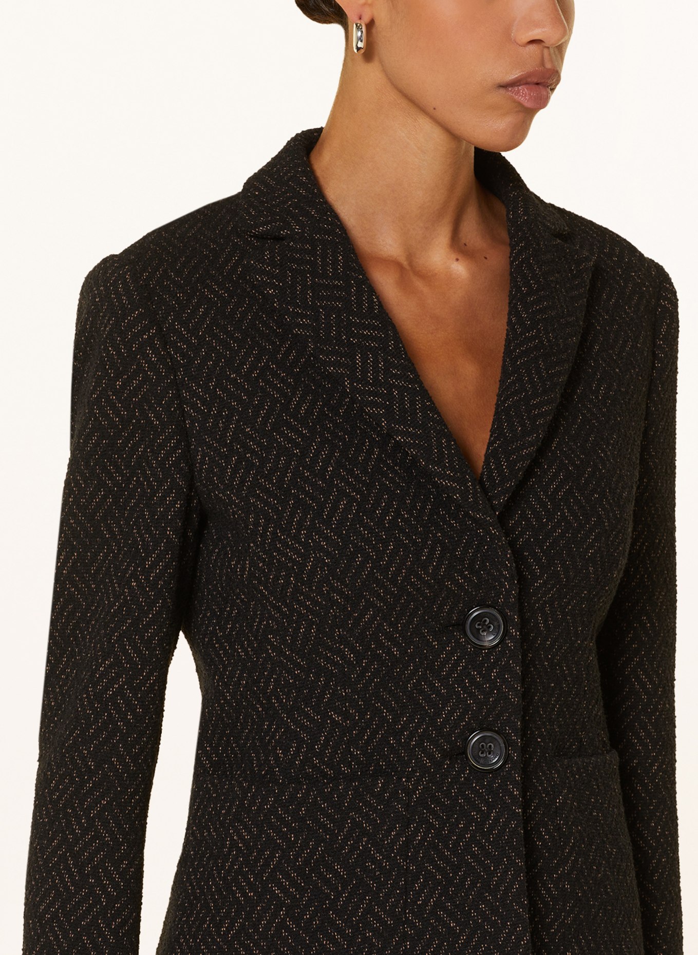 LUISA CERANO Bouclé blazer, Color: BLACK/ NUDE (Image 4)