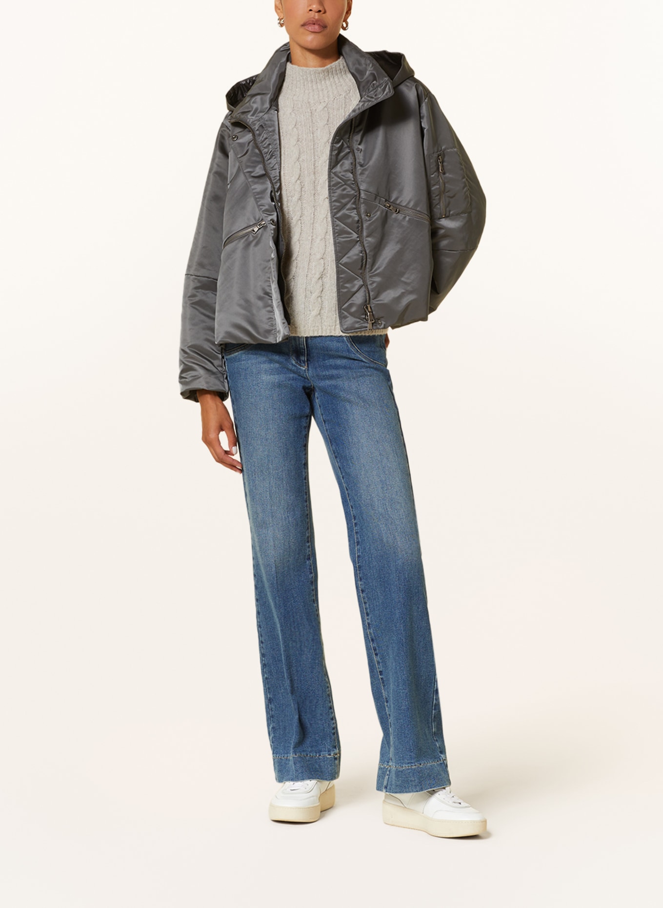 LUISA CERANO Jacke mit abnehmbarer Kapuze, Farbe: GRAU (Bild 2)