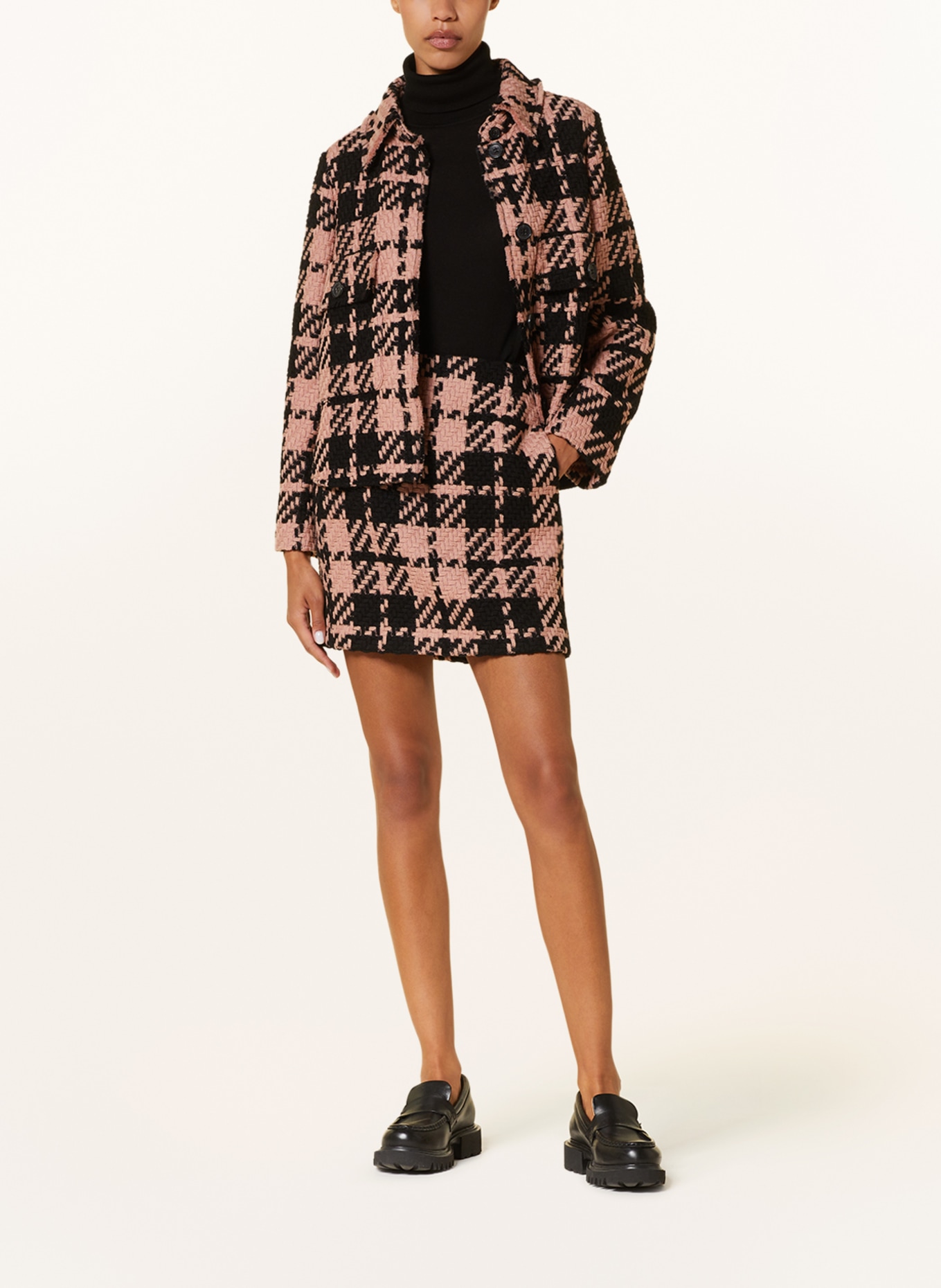 LUISA CERANO Tweed skirt, Color: BLACK/ ROSE (Image 2)