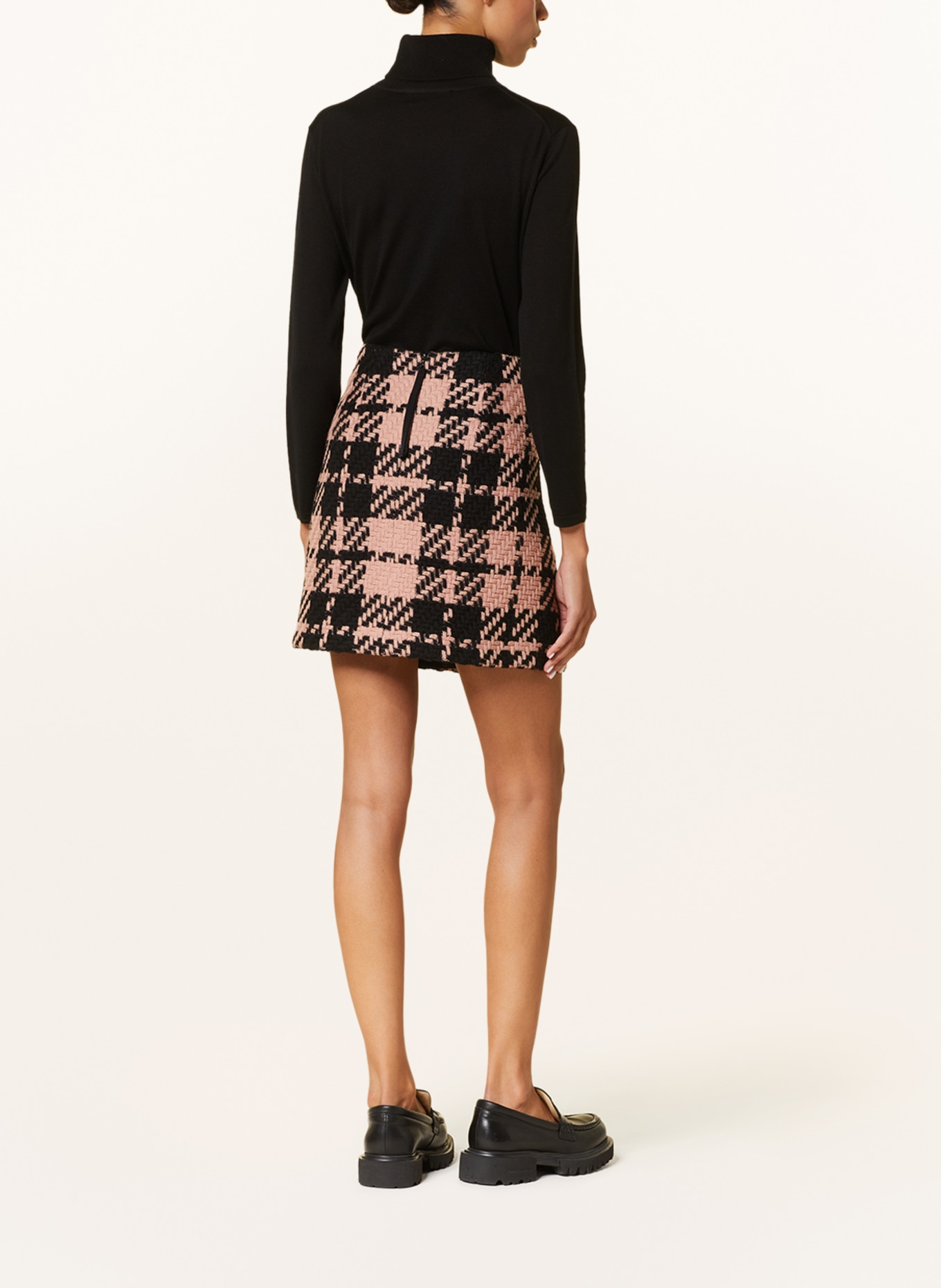 LUISA CERANO Tweed skirt, Color: BLACK/ ROSE (Image 3)