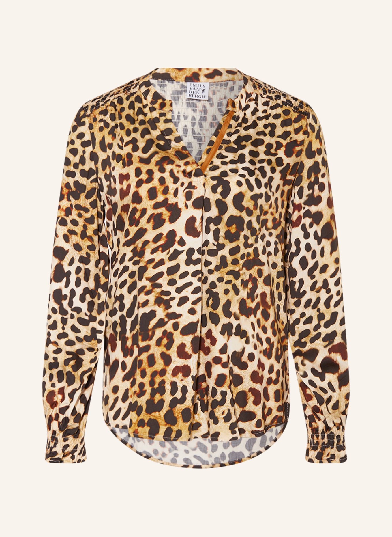 Emily VAN DEN BERGH Shirt blouse with frills, Color: BLACK/ CREAM/ BEIGE (Image 1)