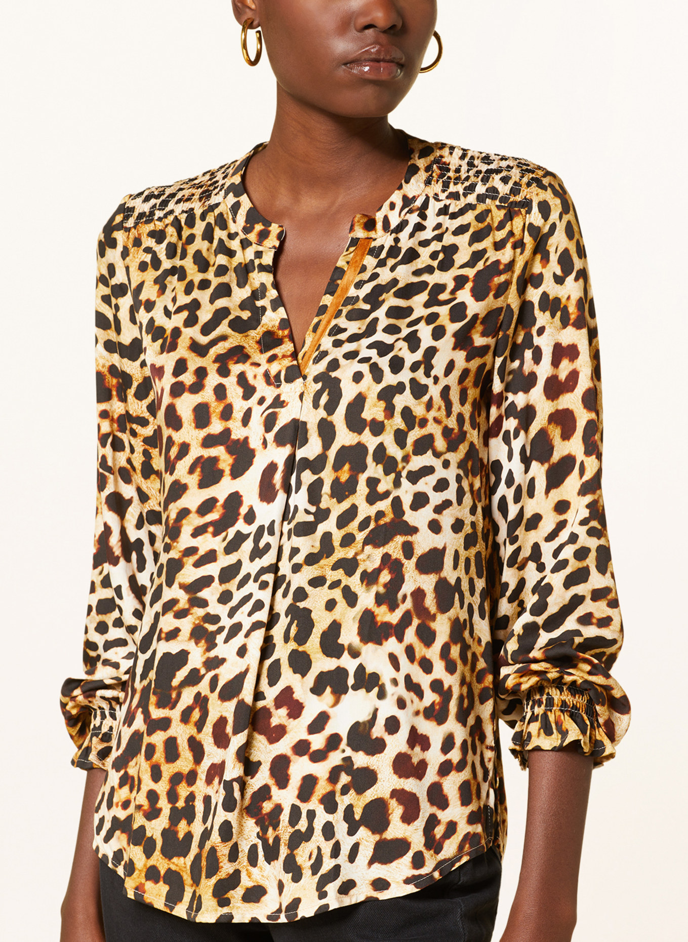 Emily VAN DEN BERGH Shirt blouse with frills, Color: BLACK/ CREAM/ BEIGE (Image 4)