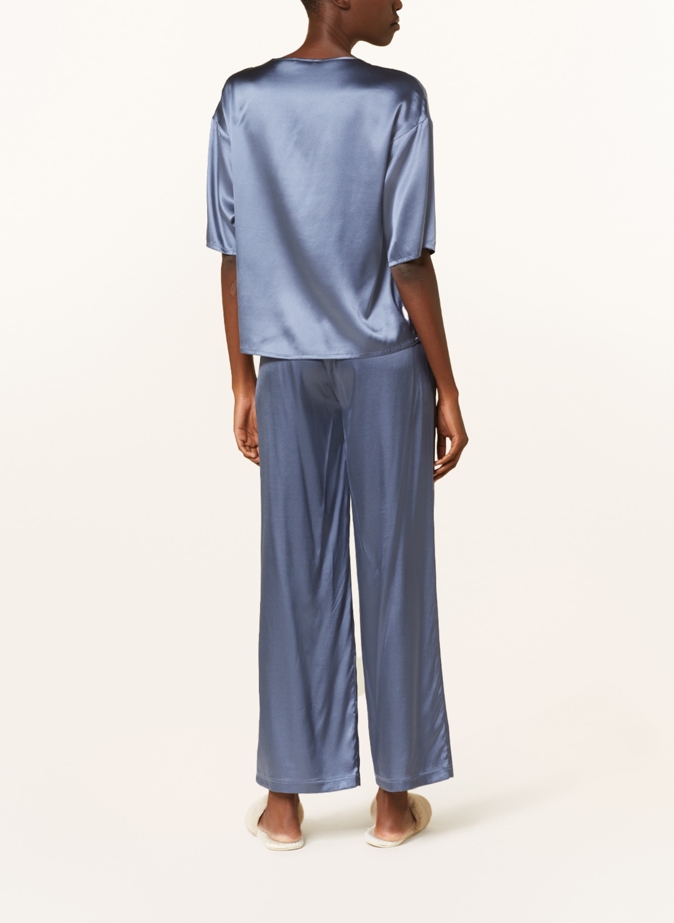 darling harbour Pajama shirt made of silk, Color: LIGHT BLUE (Image 3)