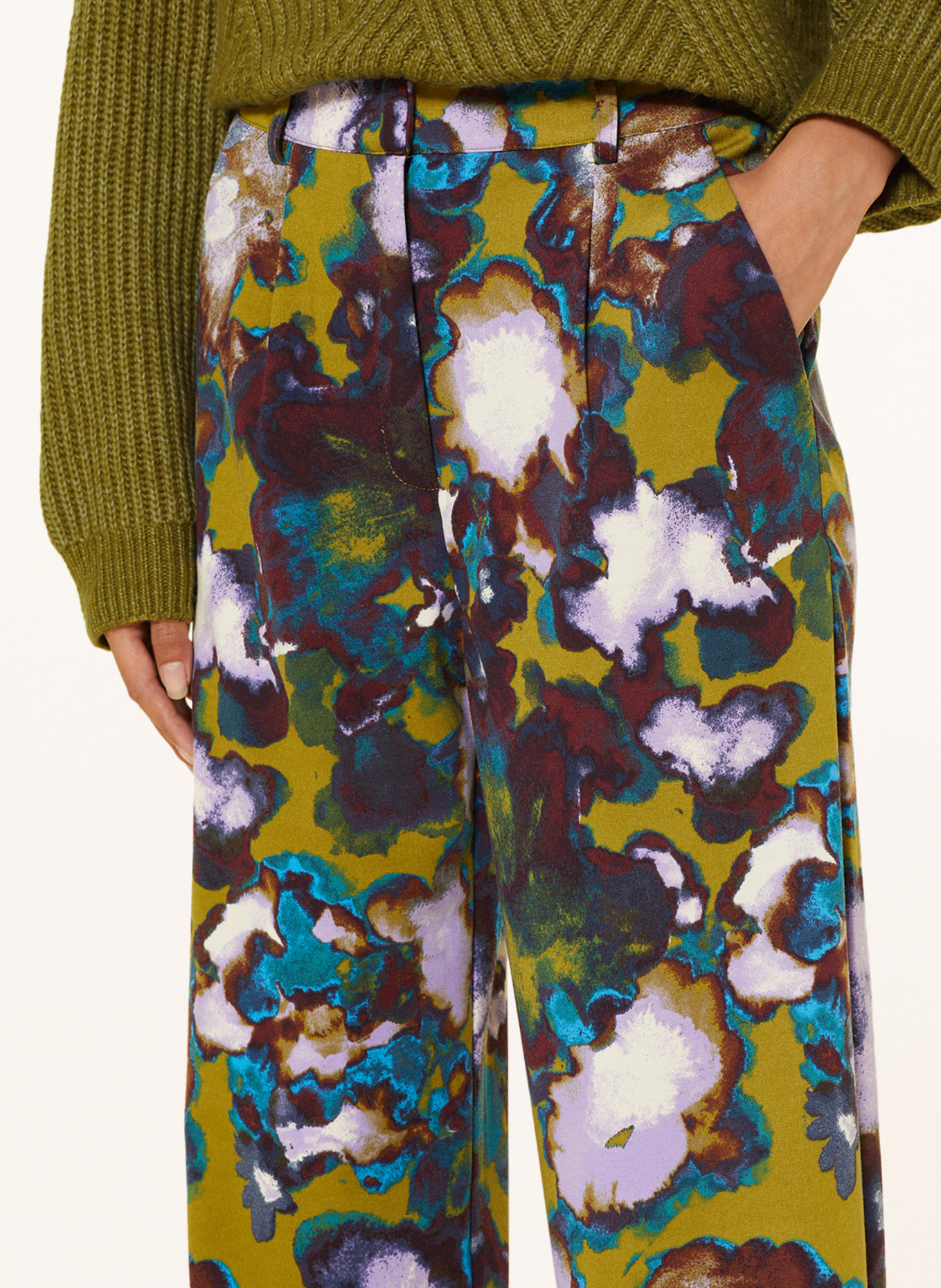 ICHI Spodnie marlena IHKATE z dżerseju, Kolor: OLIWKOWY/ JASNOFIOLETOWY/ CIEMNOCZERWONY (Obrazek 5)