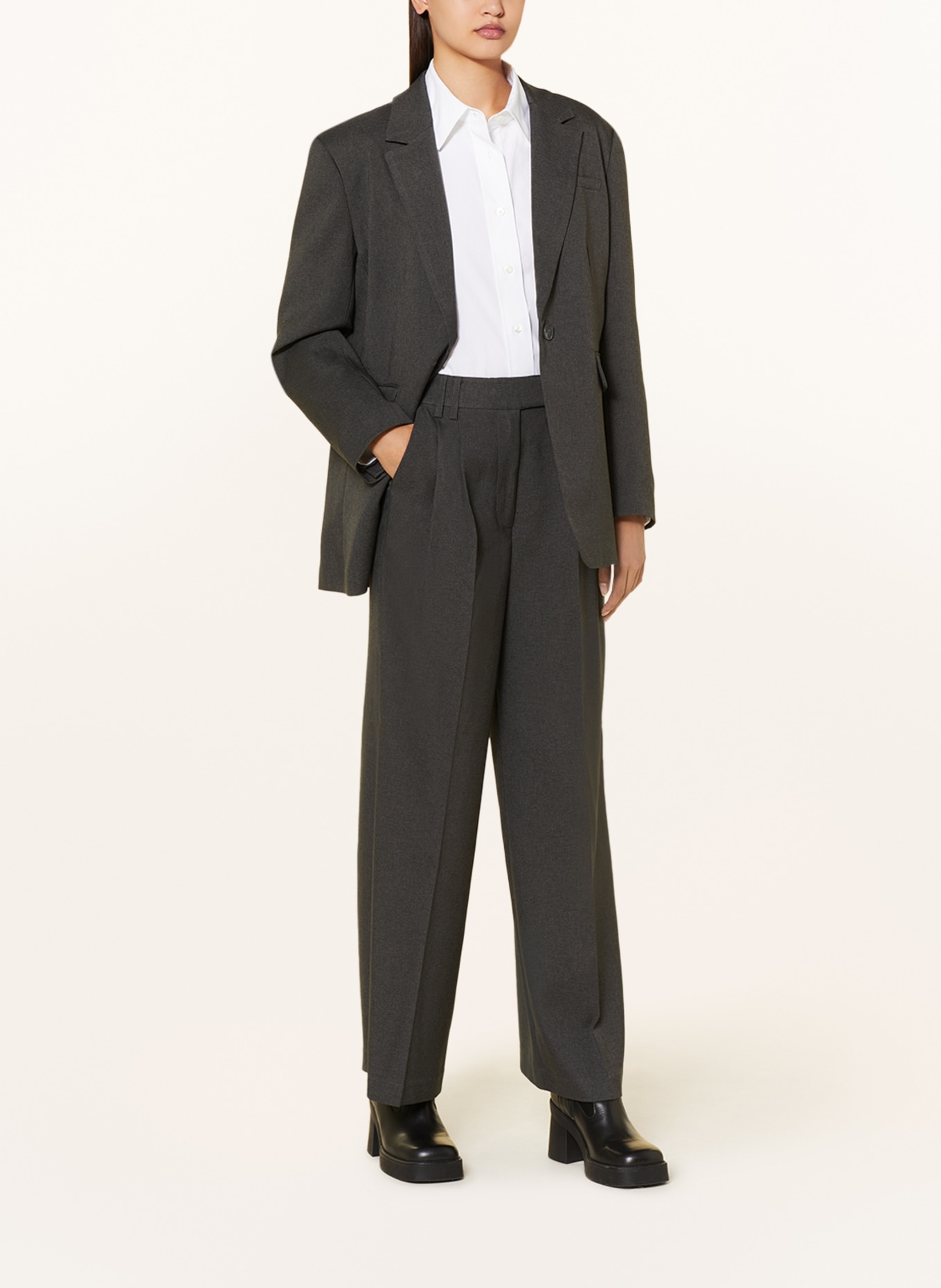 ICHI Wide leg trousers IHZIMMIE, Color: DARK GRAY (Image 2)