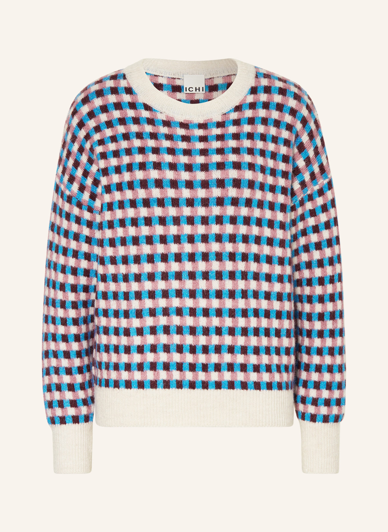 ICHI Sweater IHKAMARA, Color: BEIGE/ DARK RED/ BLUE (Image 1)