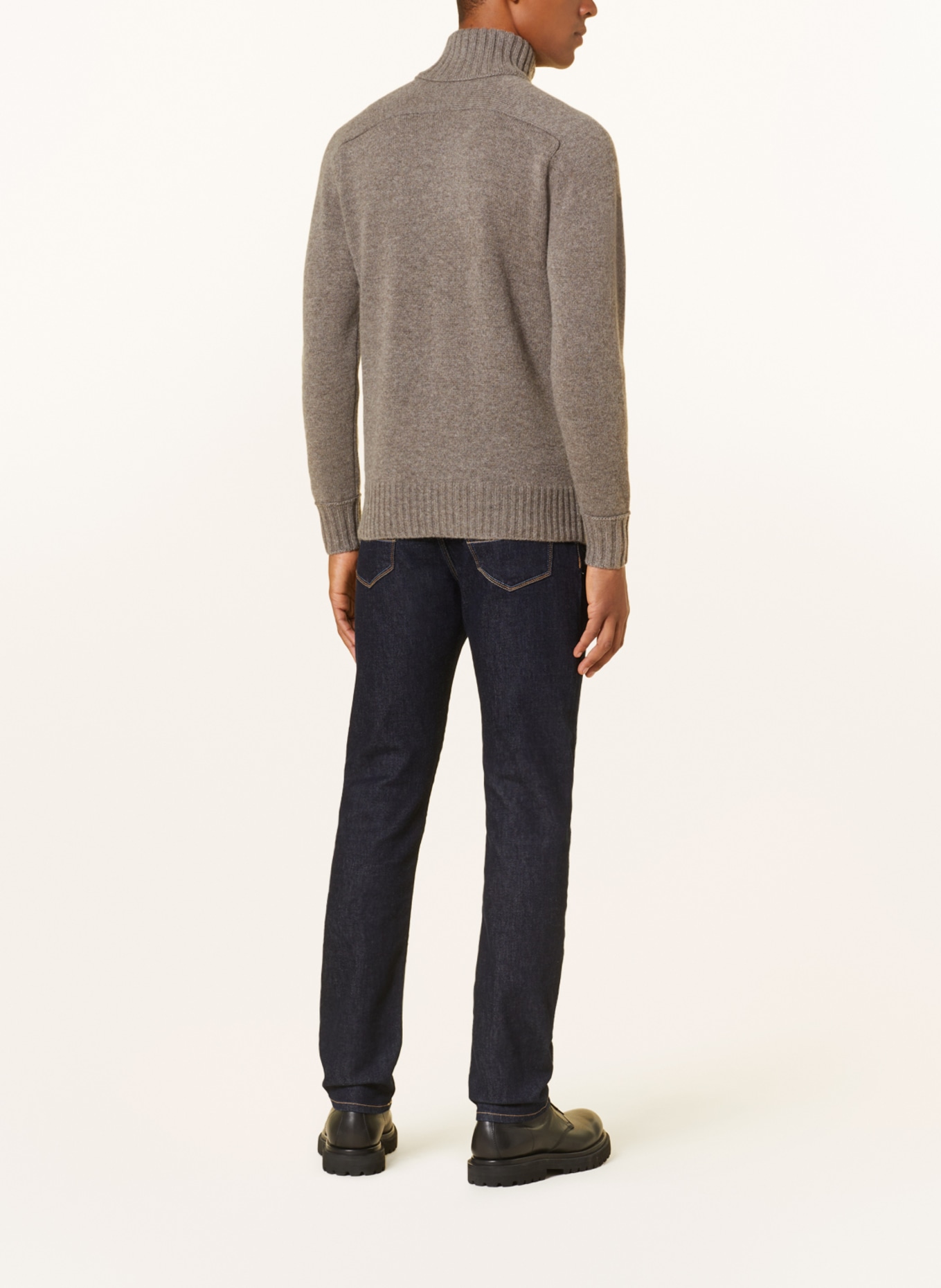 FTC CASHMERE Cashmere half-zip sweater, Color: LIGHT BROWN (Image 3)