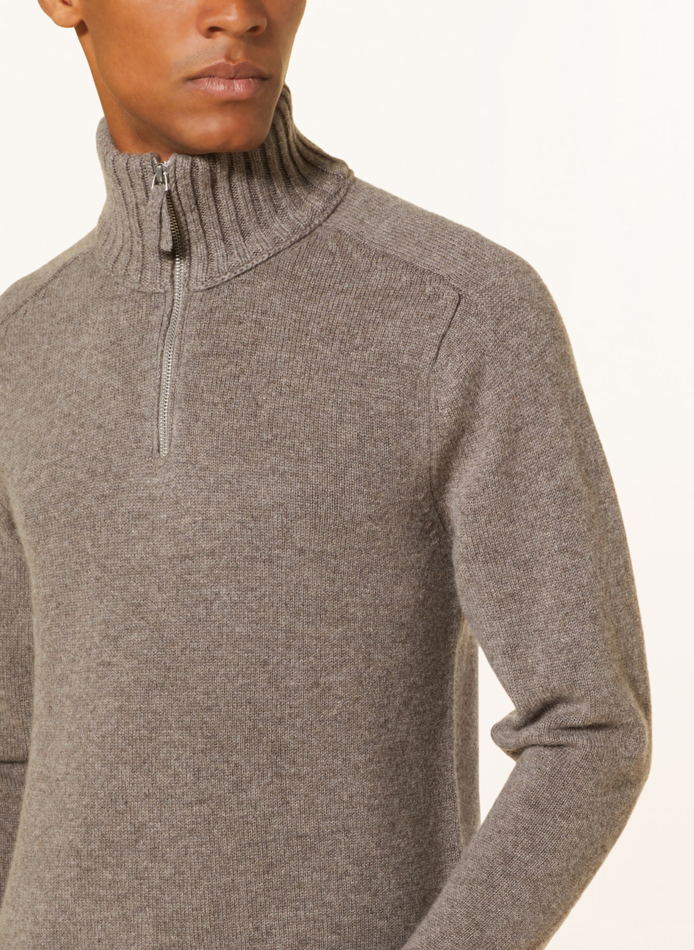 FTC CASHMERE Cashmere half-zip sweater, Color: LIGHT BROWN (Image 4)