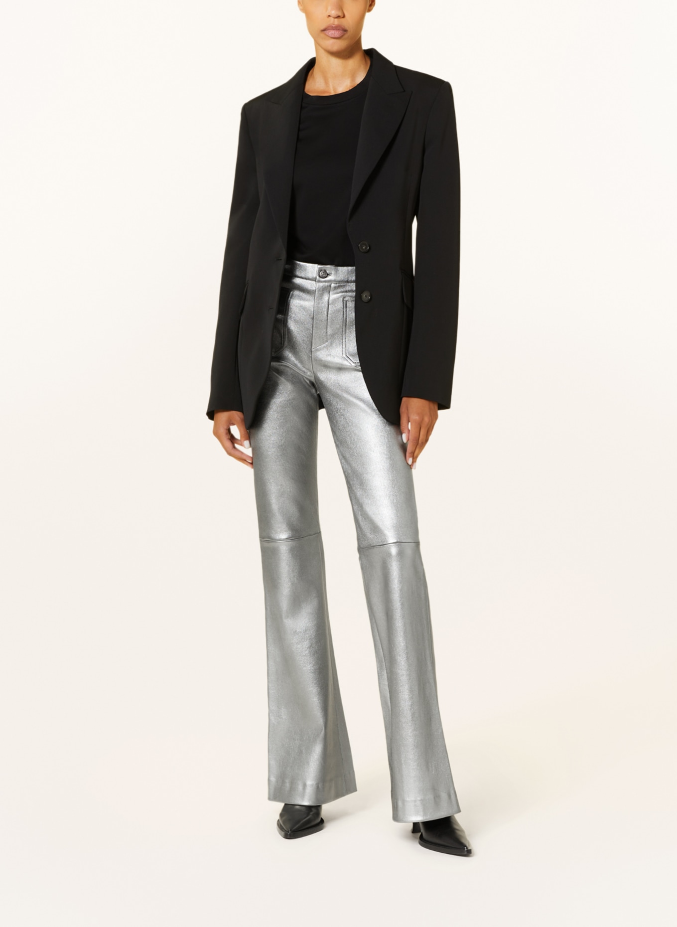STOULS Leather trousers LAURENT, Color: SILVER (Image 2)