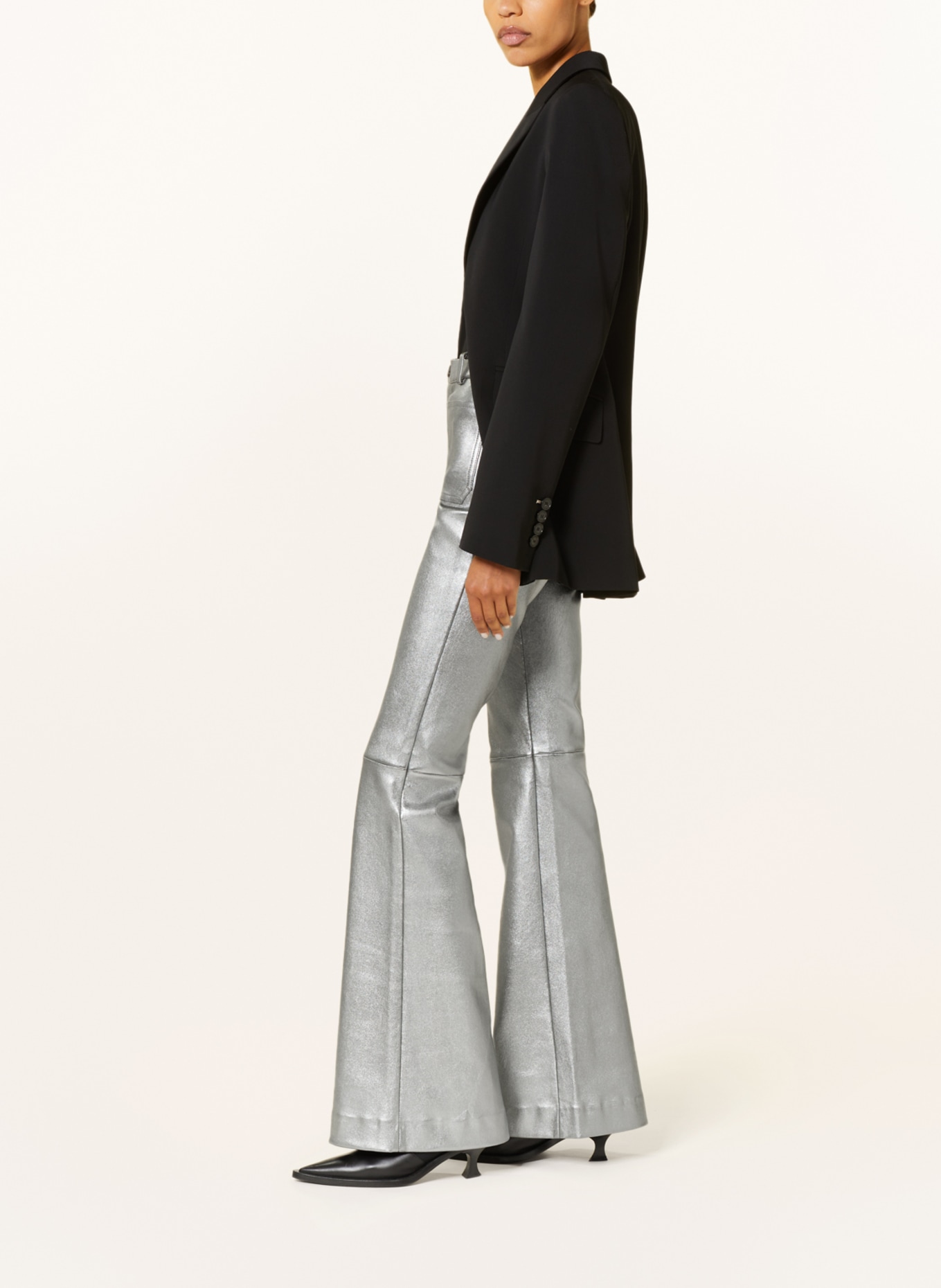 STOULS Leather trousers LAURENT, Color: SILVER (Image 4)