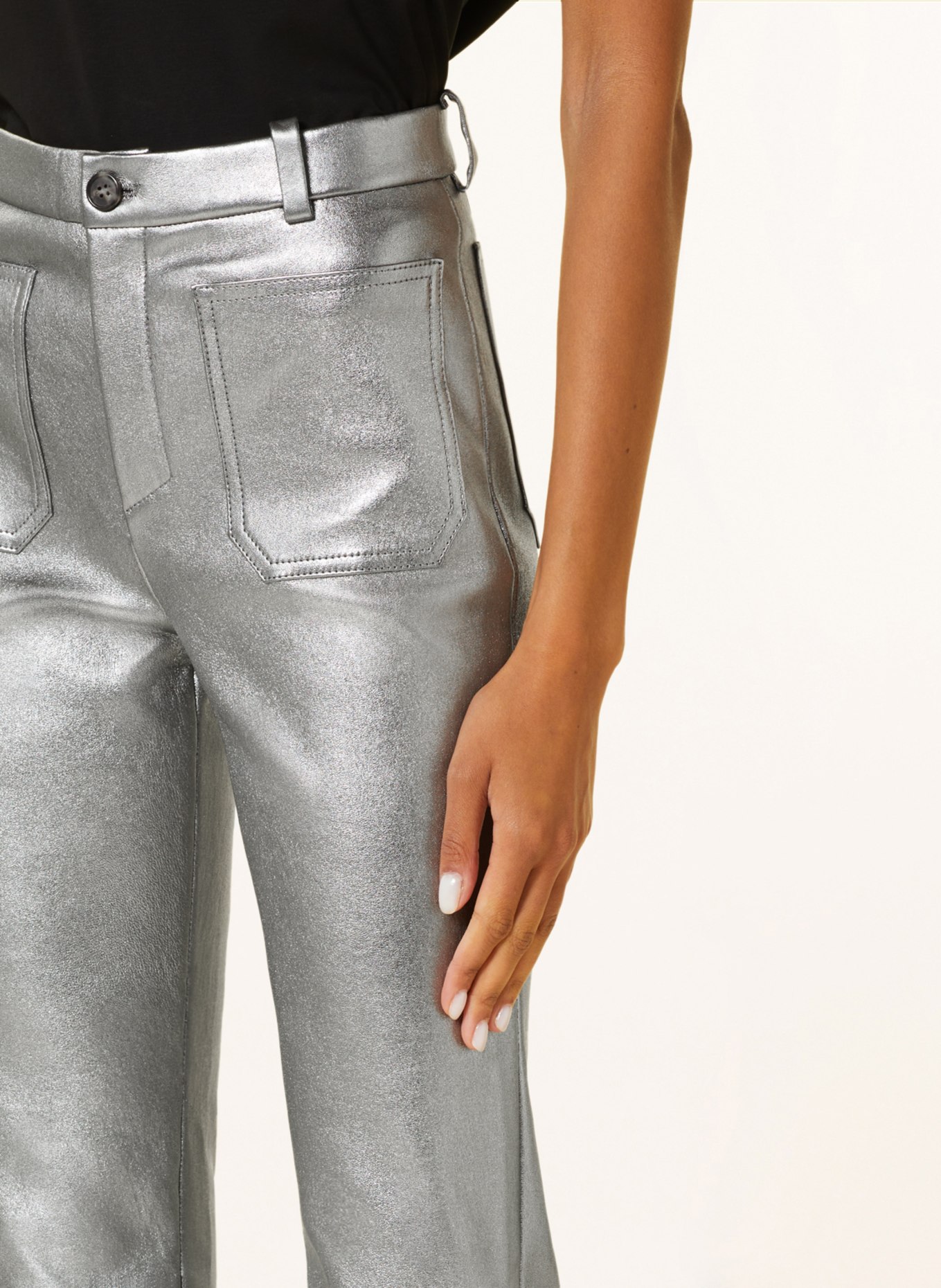 STOULS Leather trousers LAURENT, Color: SILVER (Image 5)