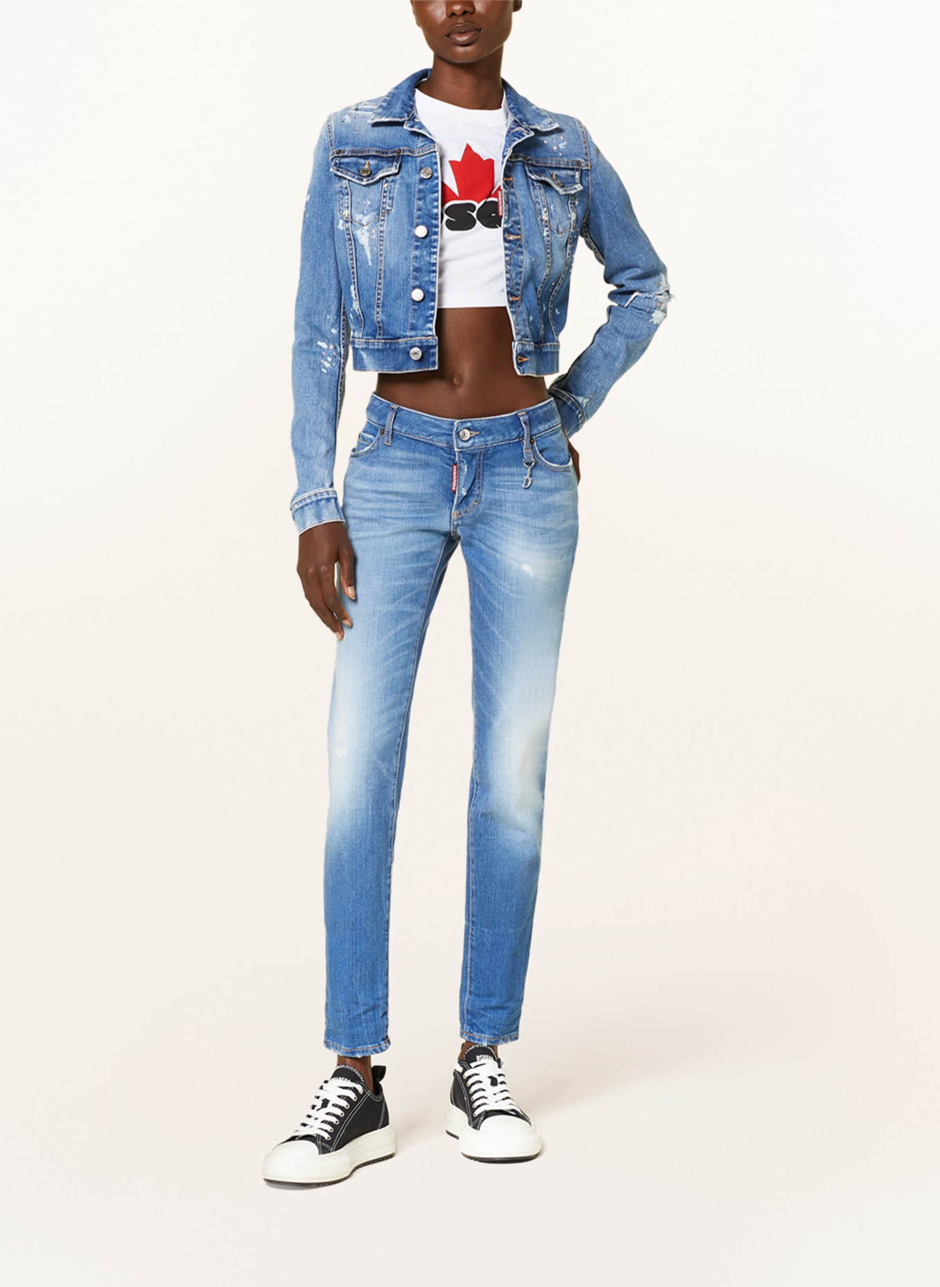 DSQUARED2 Denim jacket CRYSTAL PEACH with decorative gems, Color: 470 NAVY BLUE (Image 2)