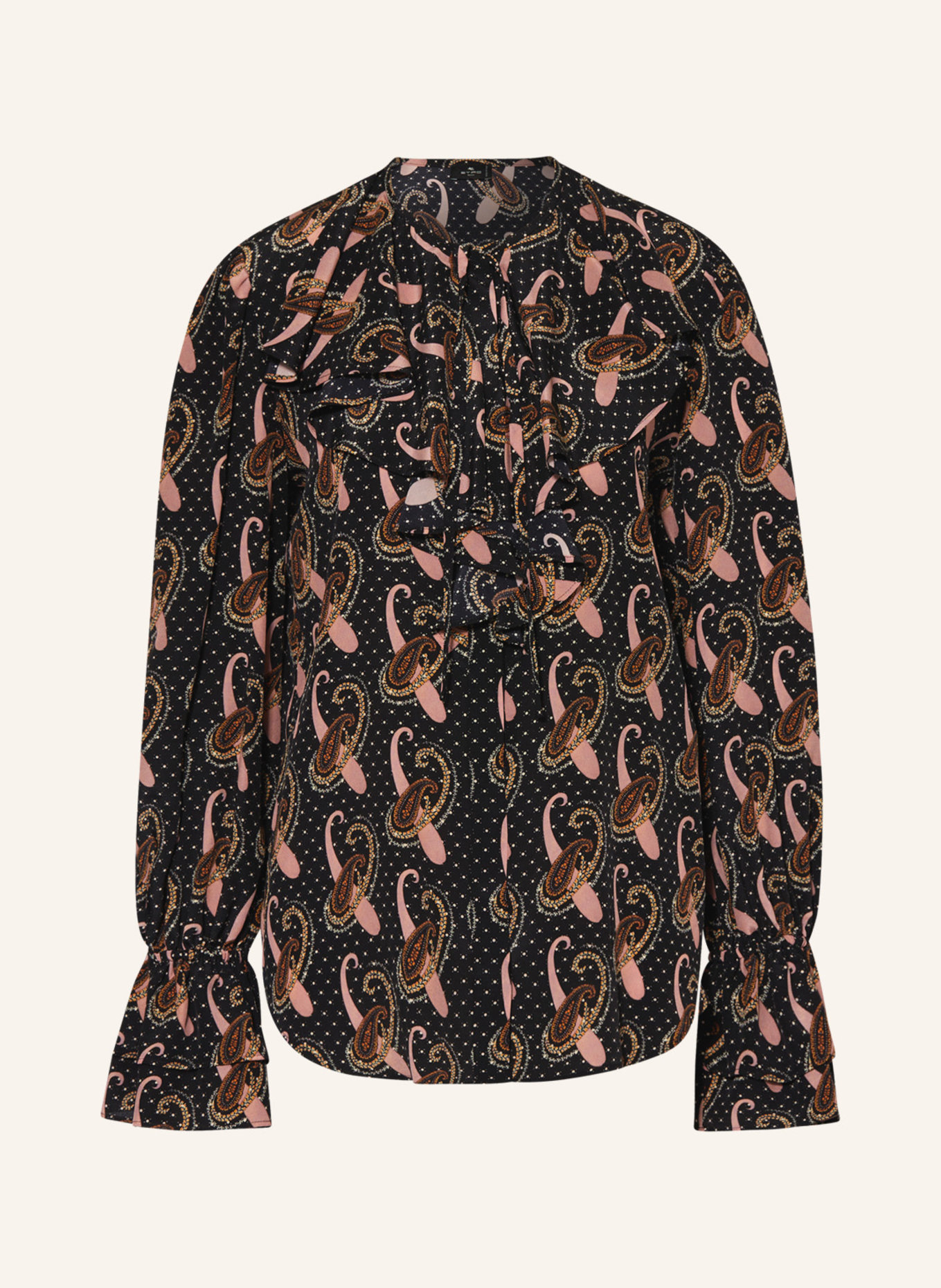 ETRO Silk blouse with ruffles, Color: BLACK/ PINK/ ORANGE (Image 1)