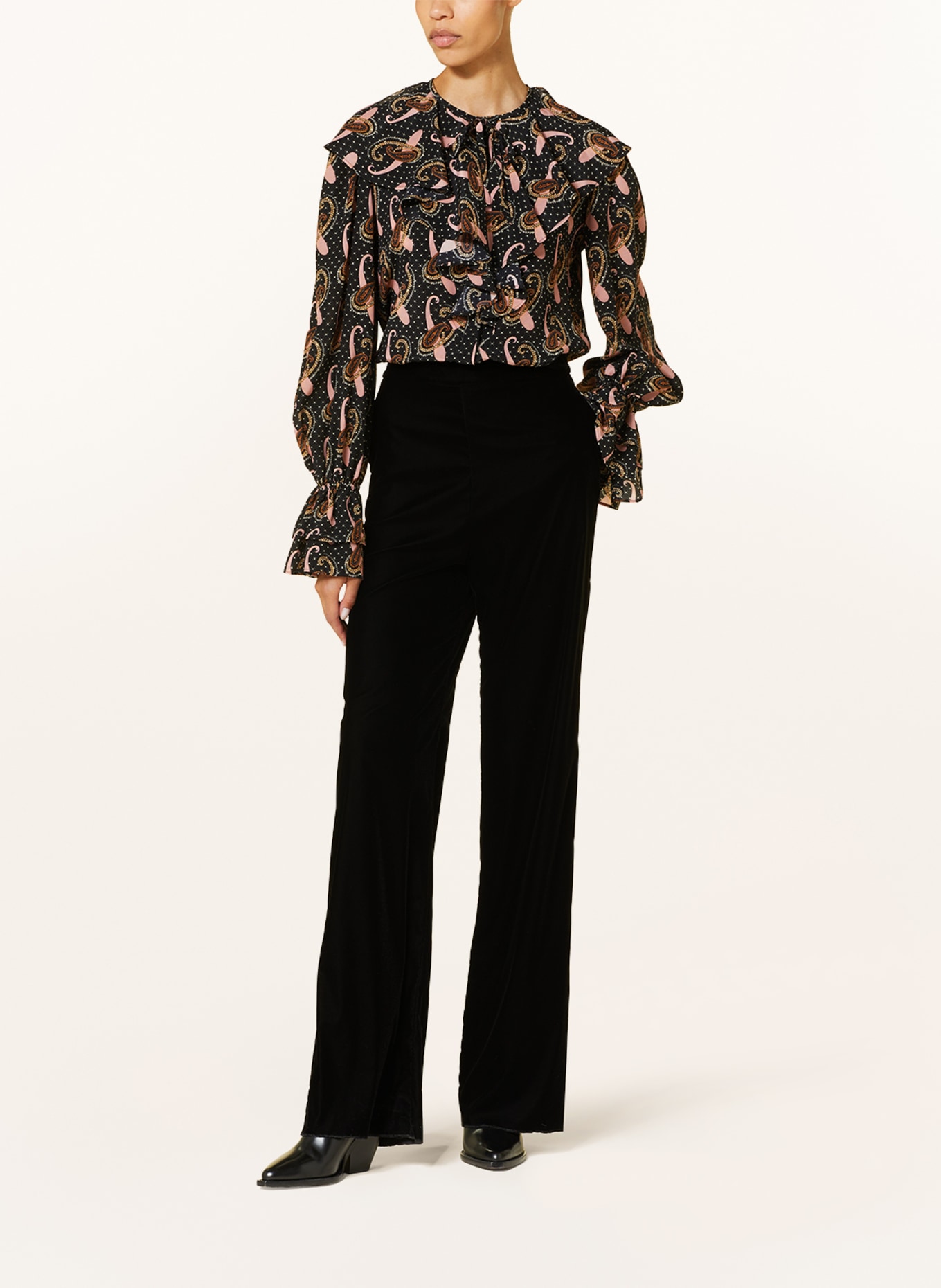 ETRO Silk blouse with ruffles, Color: BLACK/ PINK/ ORANGE (Image 2)