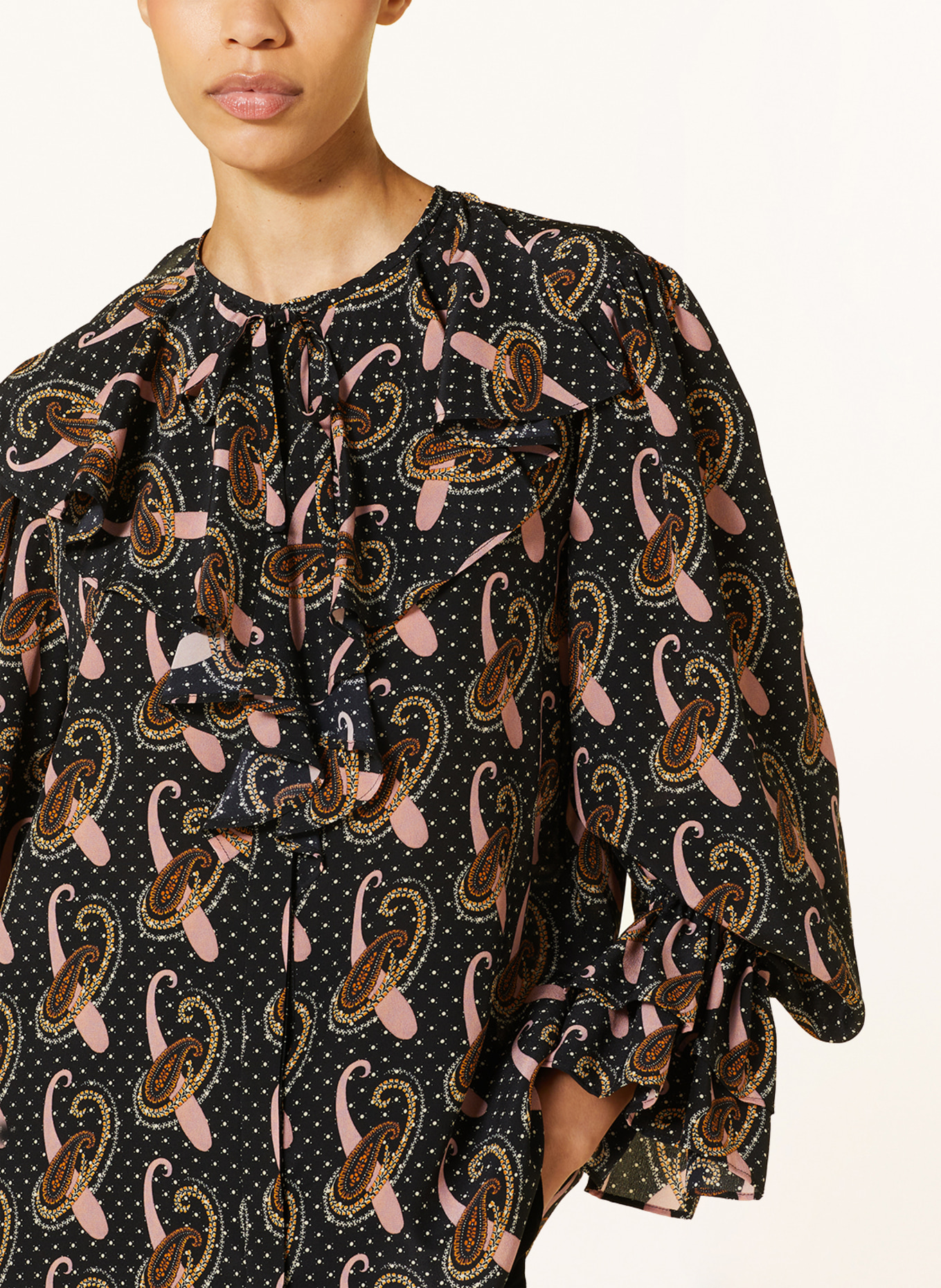 ETRO Silk blouse with ruffles, Color: BLACK/ PINK/ ORANGE (Image 4)