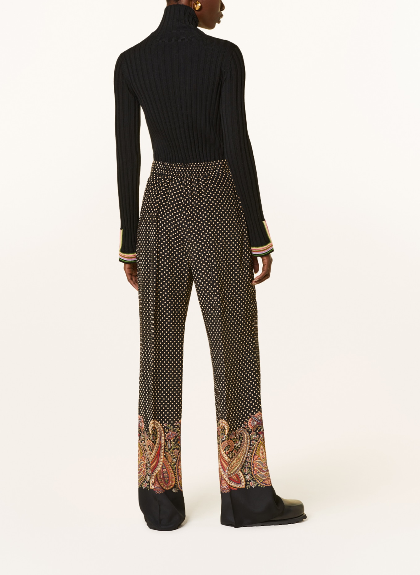 ETRO Wide leg trousers made of silk, Color: BLACK/ BEIGE/ RED (Image 3)