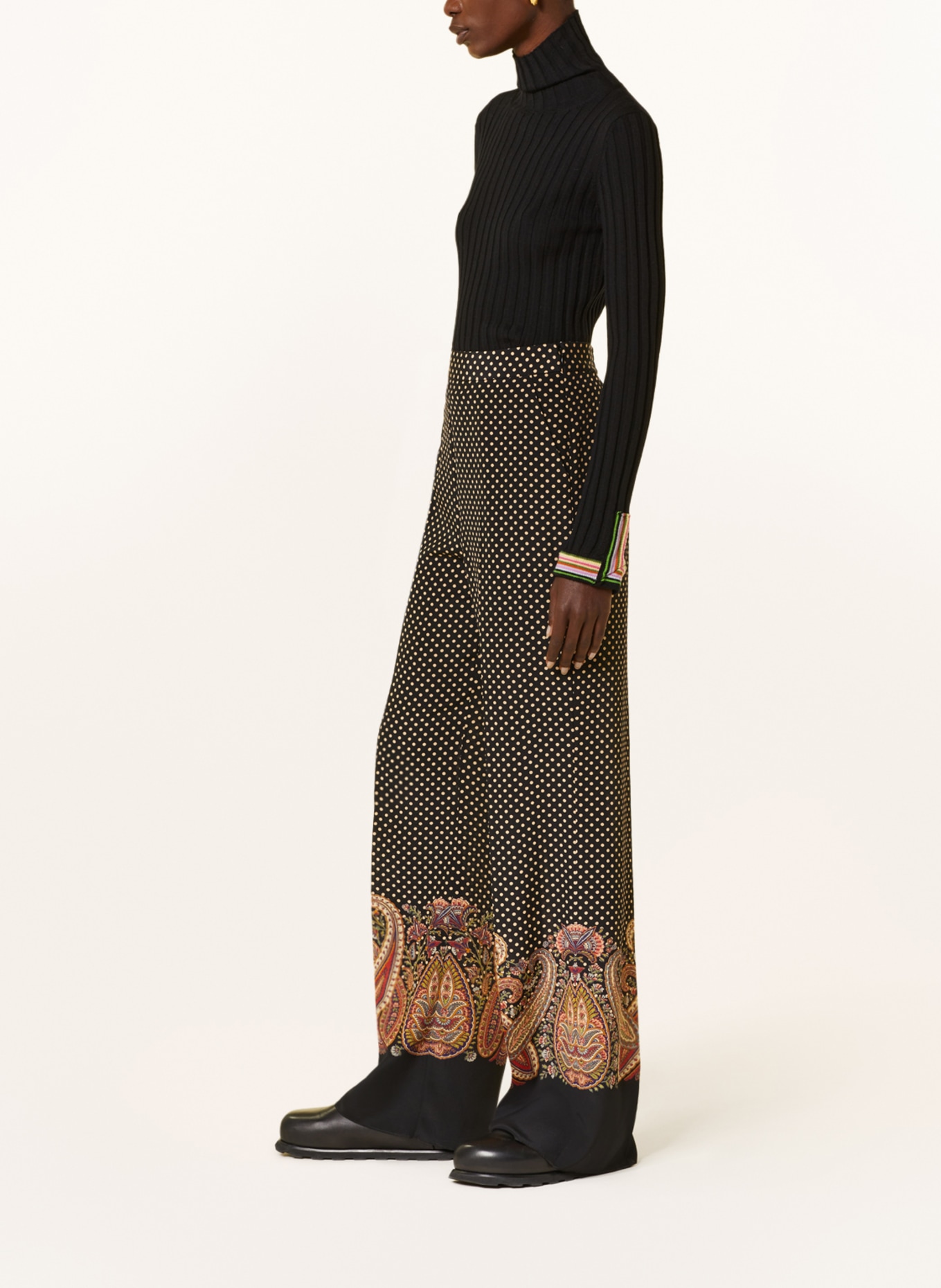 ETRO Wide leg trousers made of silk, Color: BLACK/ BEIGE/ RED (Image 4)