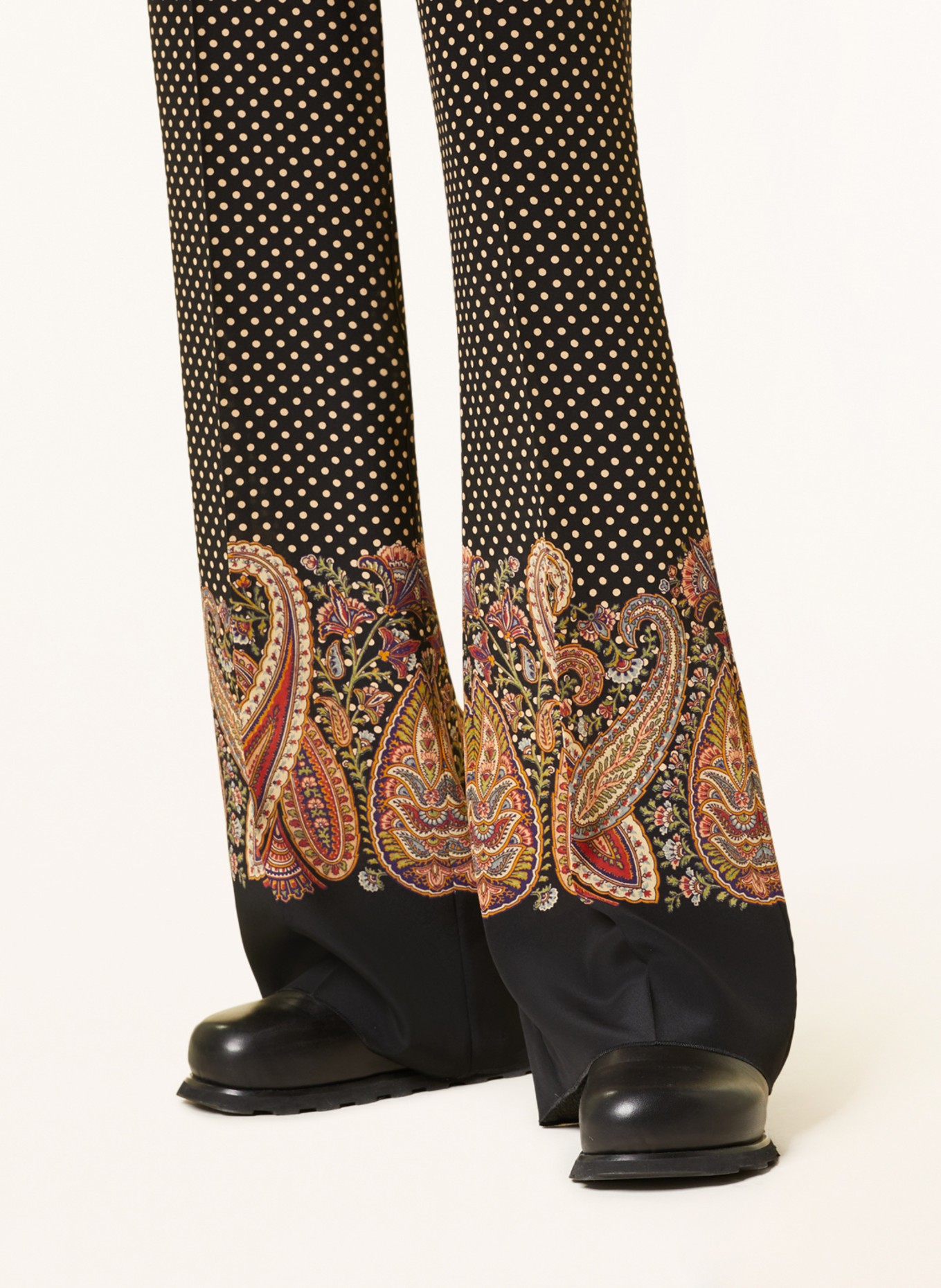 ETRO Wide leg trousers made of silk, Color: BLACK/ BEIGE/ RED (Image 5)