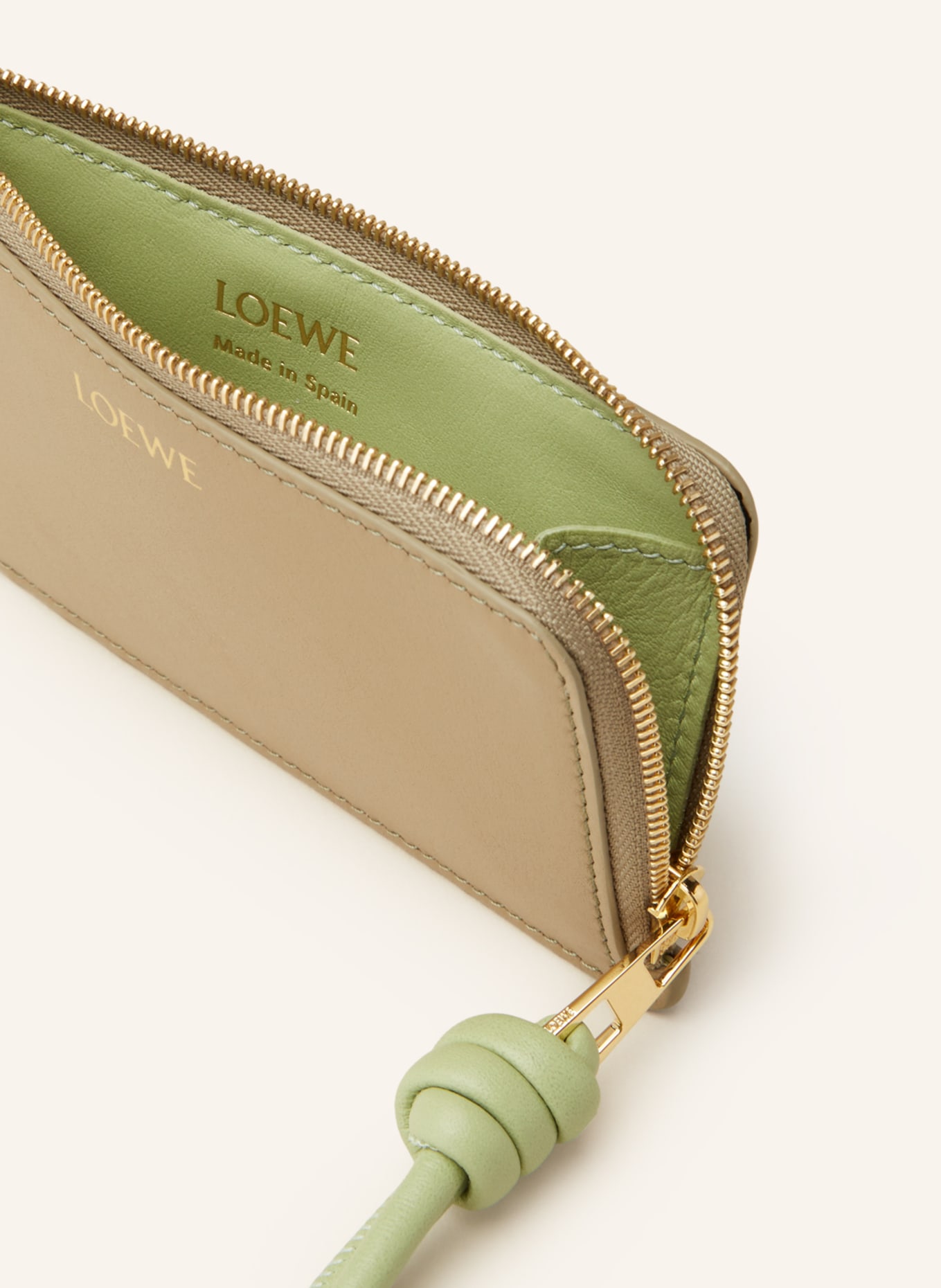 LOEWE Card case with coin compartment, Color: BEIGE/ LIGHT GREEN (Image 3)