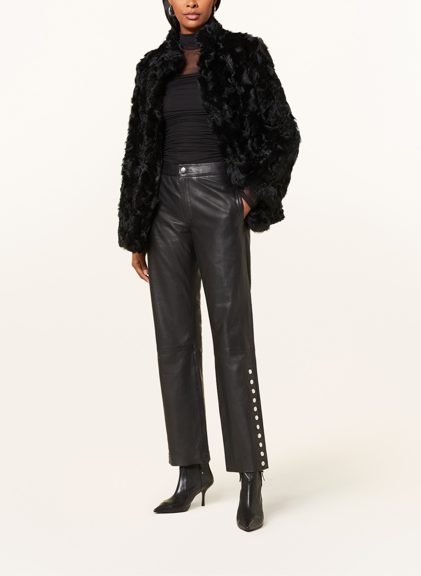 ENVELOPE 1976 Leather trousers, Color: BLACK (Image 2)