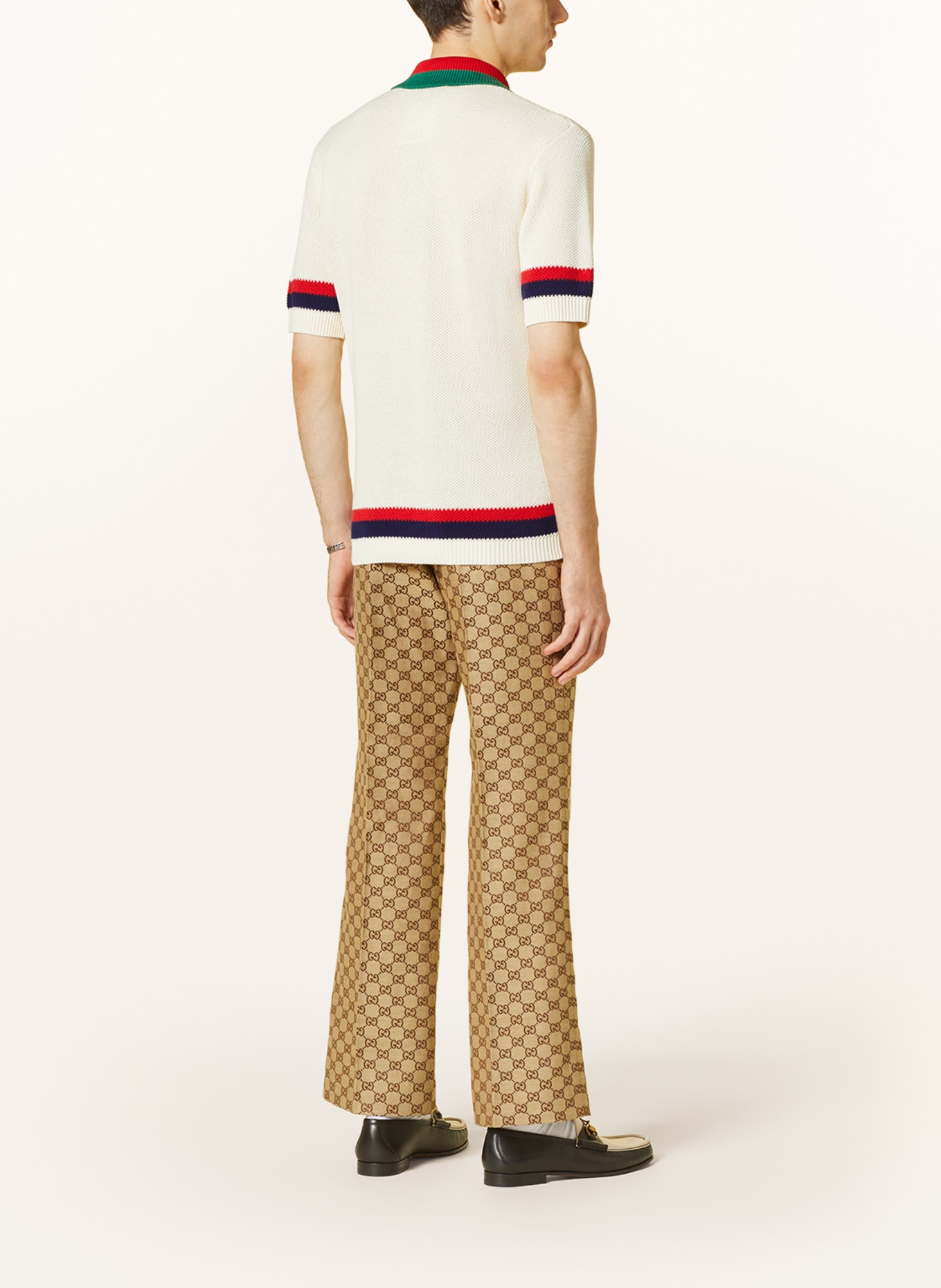 GUCCI Knitted polo shirt, Color: ECRU/ RED/ DARK BLUE (Image 3)