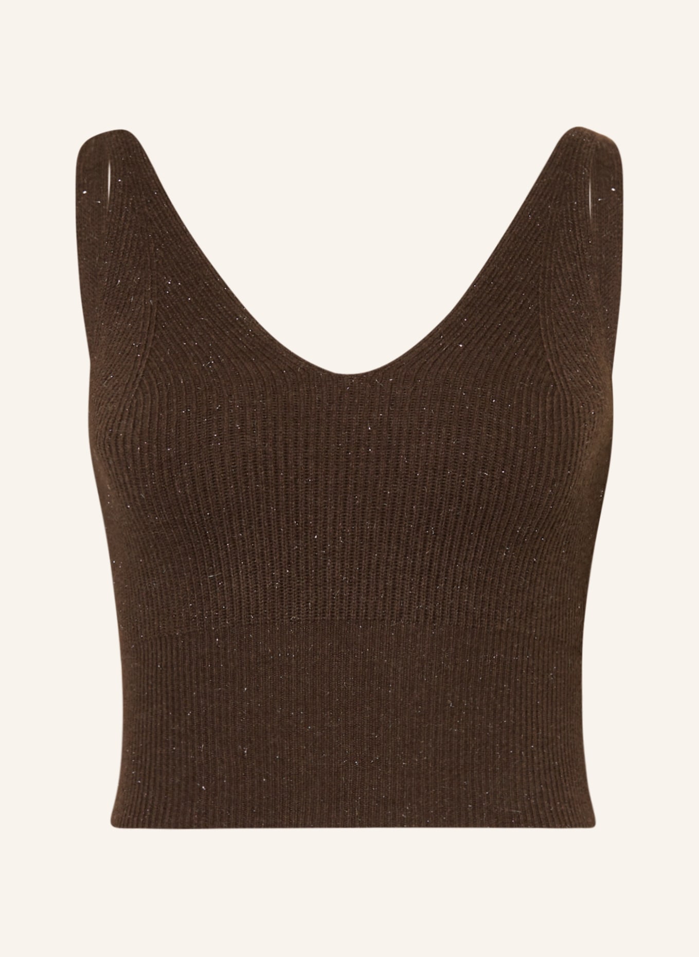 PESERICO Knit top with glitter thread, Color: BROWN (Image 1)