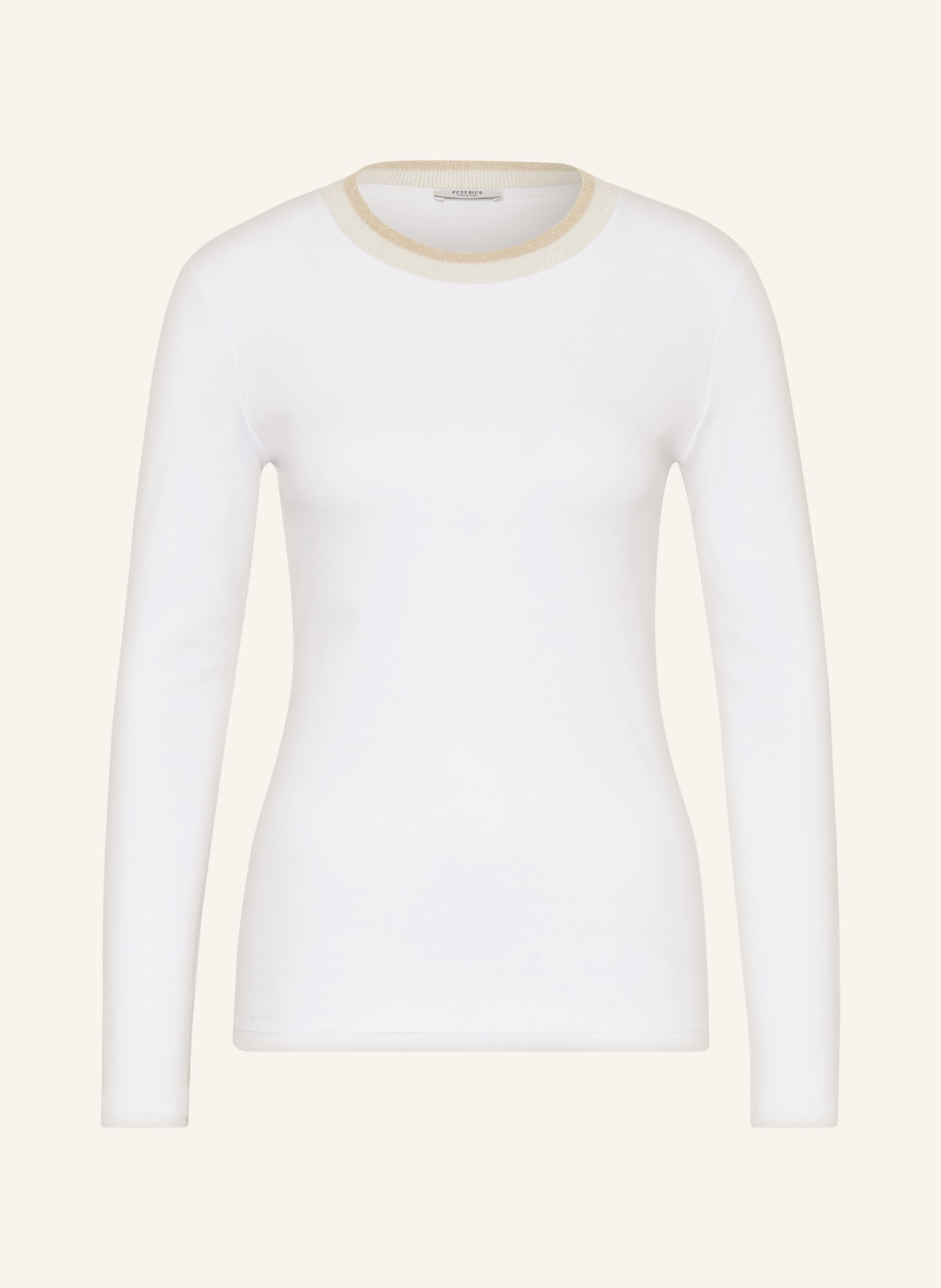 PESERICO Long sleeve shirt with glitter thread, Color: WHITE (Image 1)