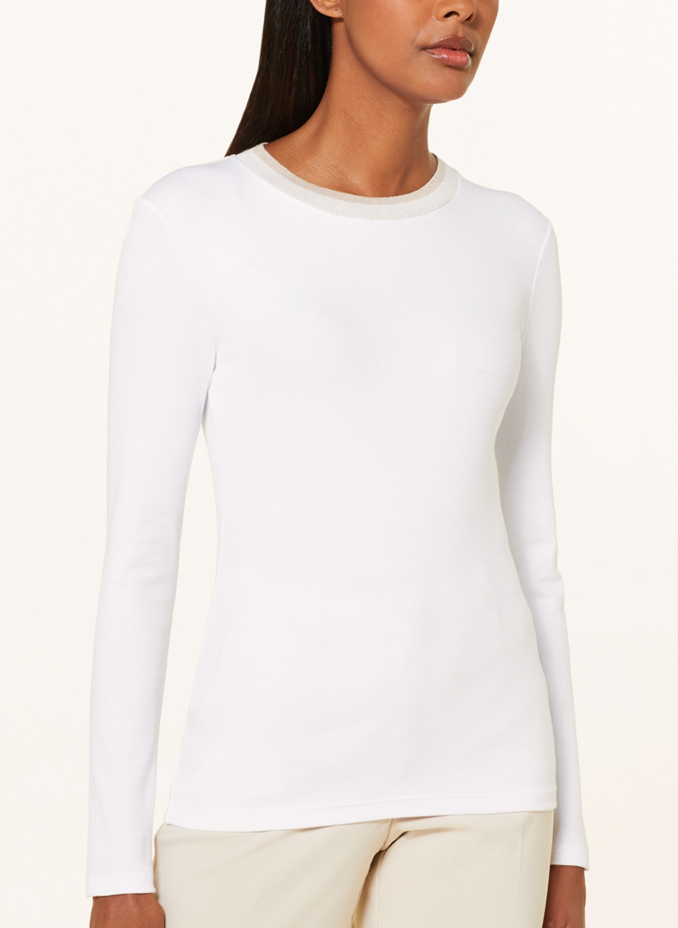 PESERICO Long sleeve shirt with glitter thread, Color: WHITE (Image 4)