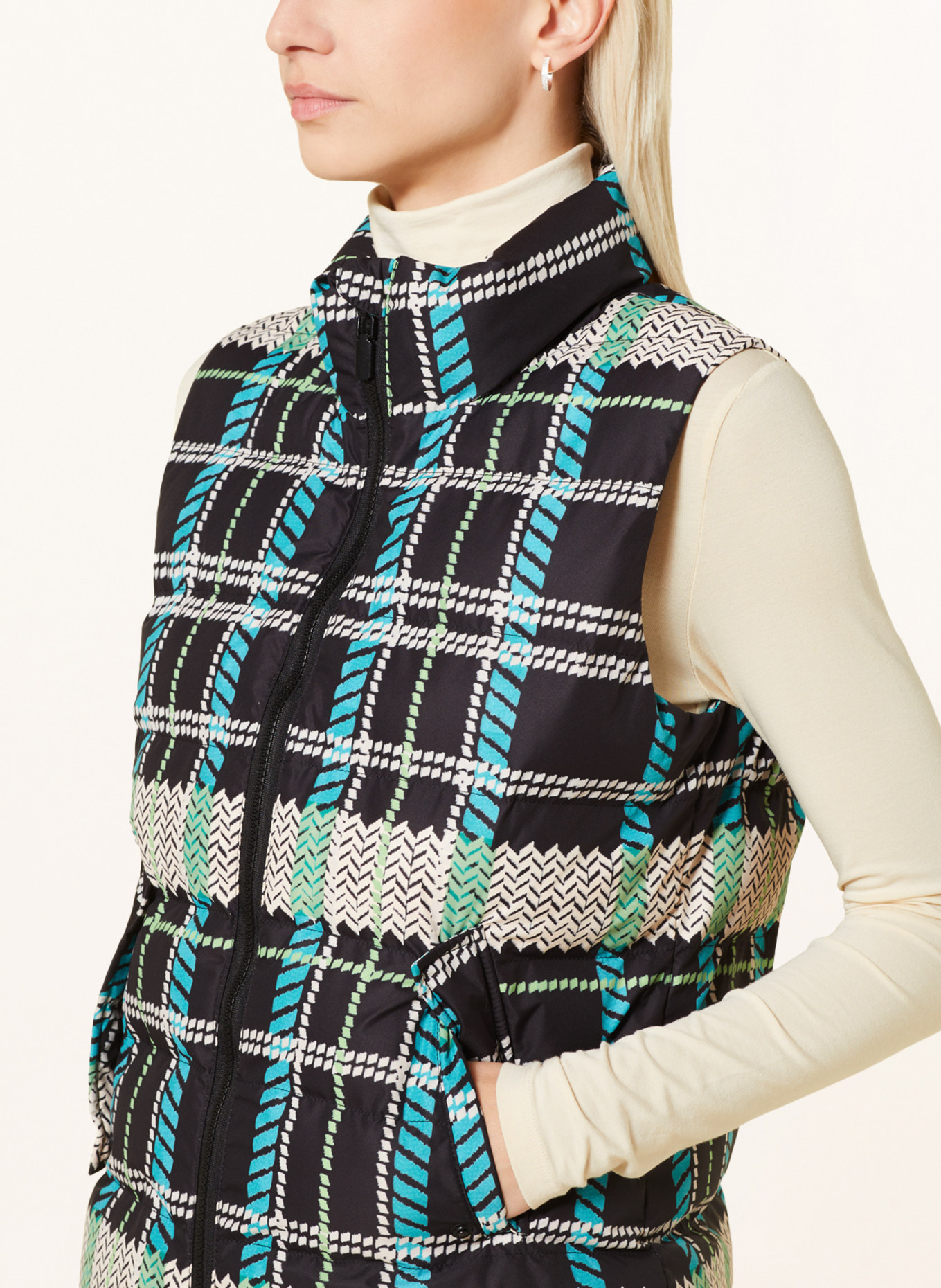 Princess GOES HOLLYWOOD Quilted vest, Color: BLACK/ CREAM/ LIGHT GREEN (Image 4)