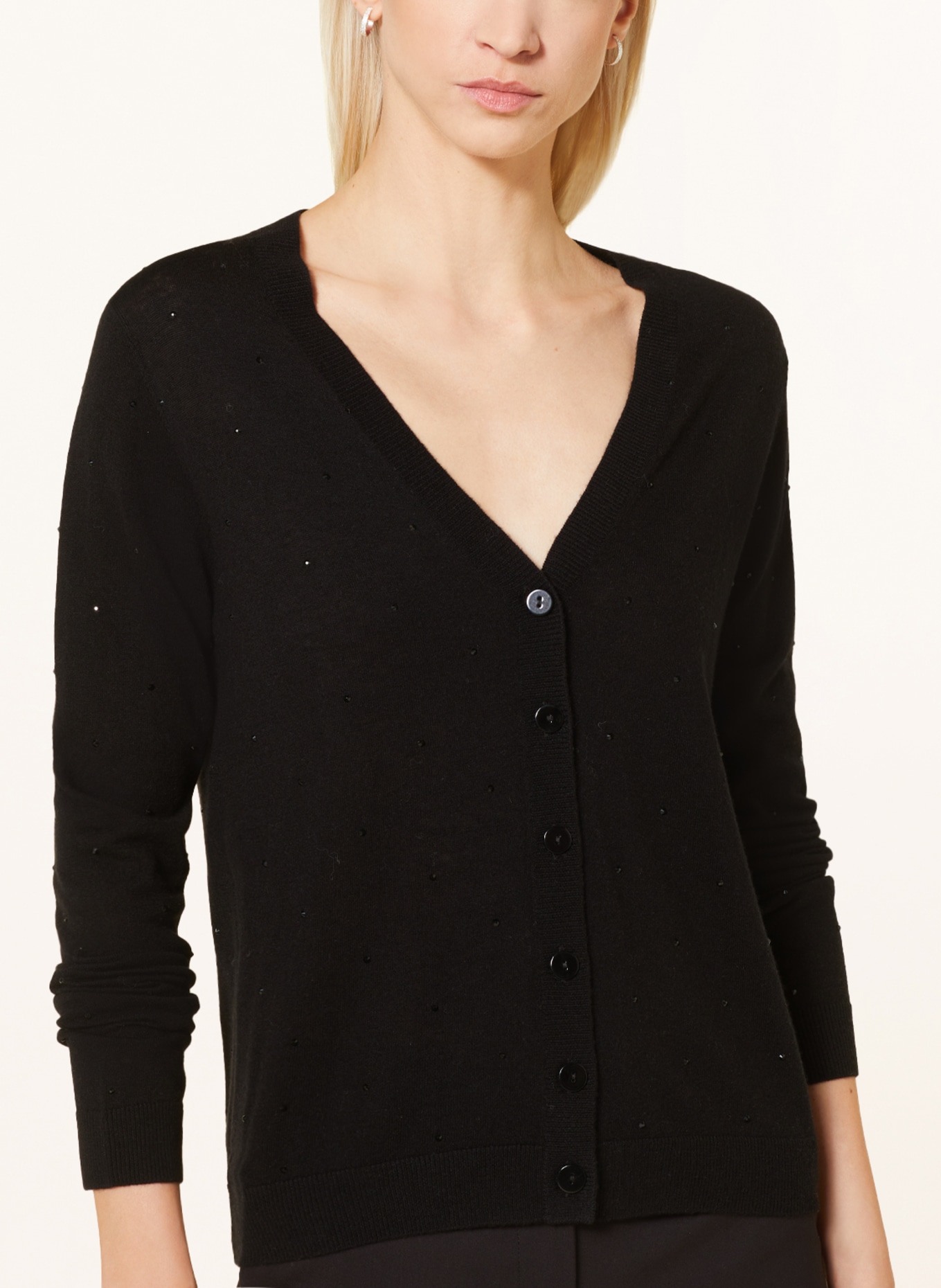 Princess GOES HOLLYWOOD Cardigan with cashmere and decorative gems, Color: BLACK (Image 4)